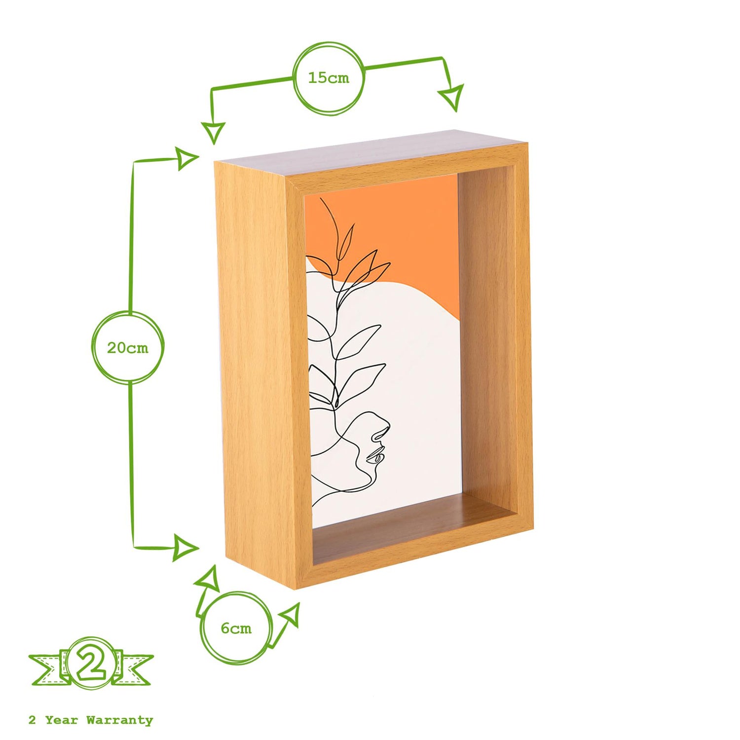 3D Deep Box Photo Frame - 5 x 7" - Light Wood