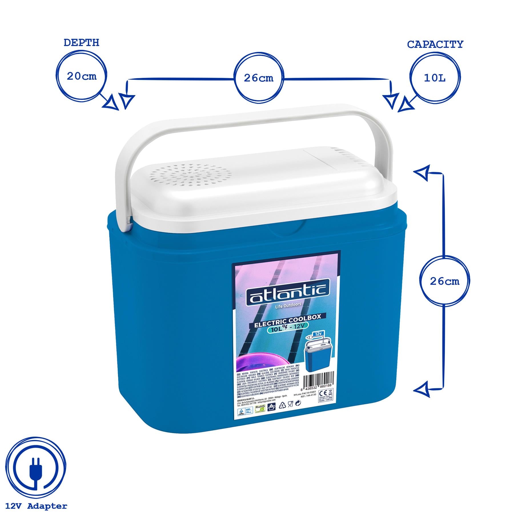 Blue 10L 12V Electric Cool Box