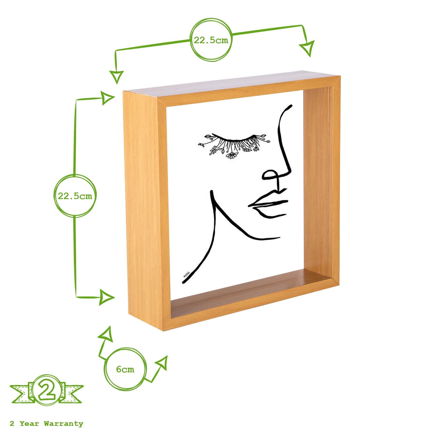 3D Deep Box Photo Frame - 8 x 8" - Light Wood