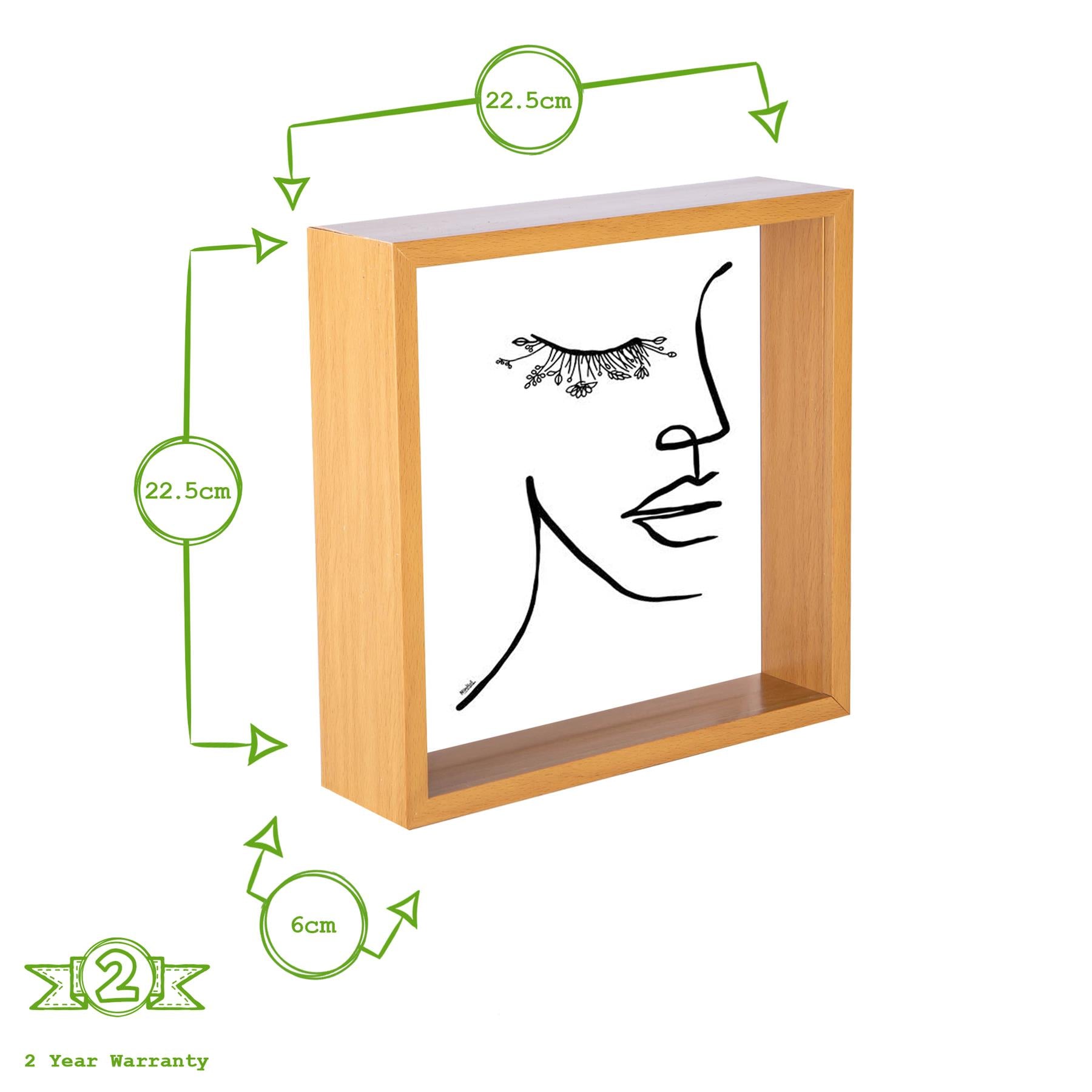 3D Deep Box Photo Frame - 8 x 8" - Light Wood