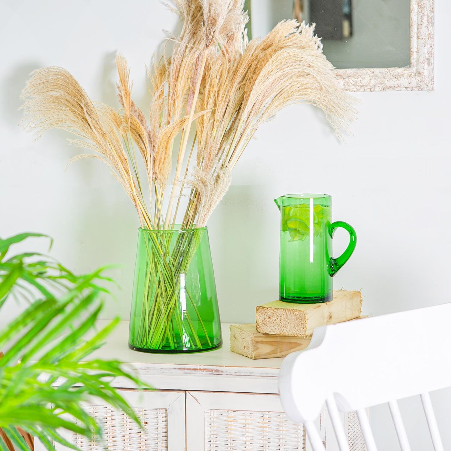Jebel Recycled Glass Large Vase - 3.5L - Green