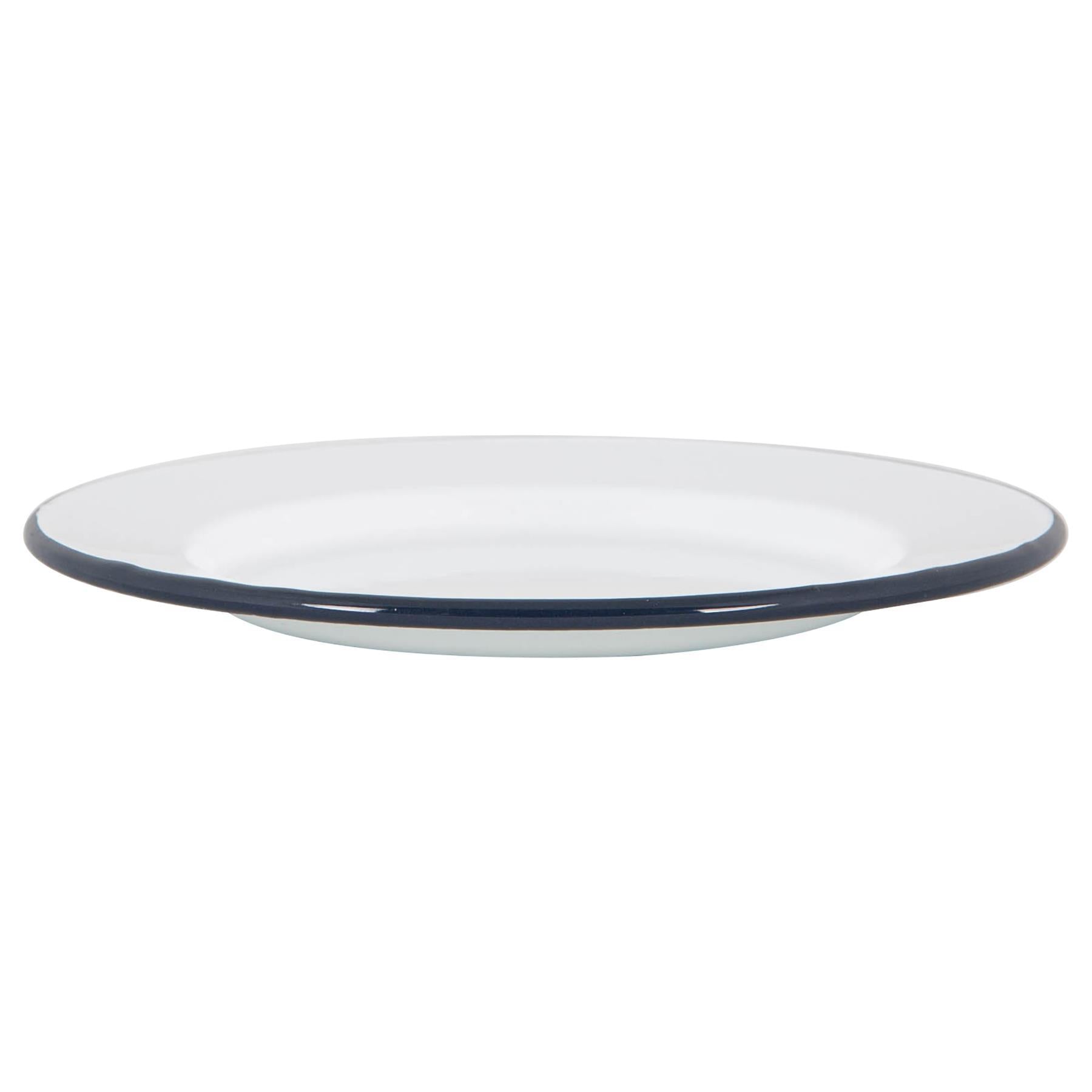 White Enamel Dinner Plate - 25.5cm - Navy
