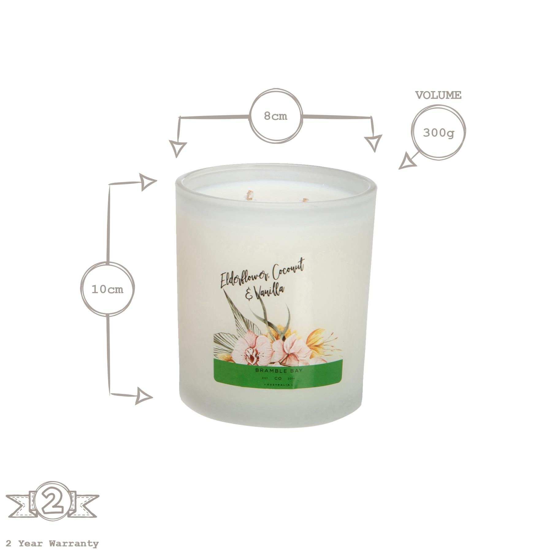 300g Elderflower, Coconut & Vanilla Bath & Body Soy Wax Scented Candle
