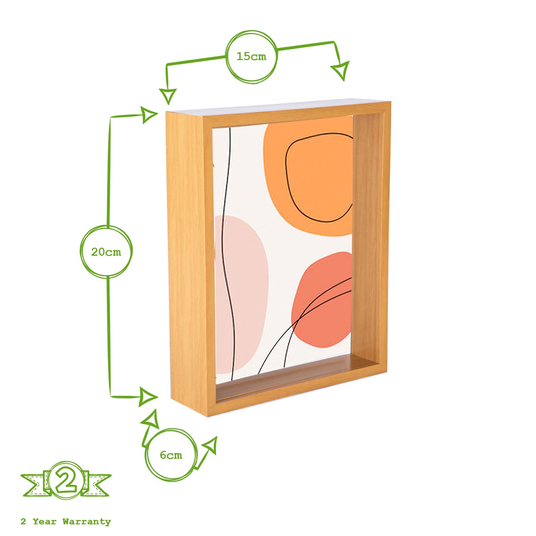 3D Deep Box Photo Frame - 8 x 10" - Light Wood