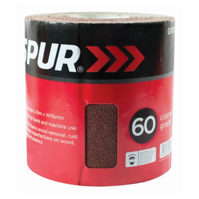 10m x 11.5cm P60 Sandpaper Roll - By Blackspur