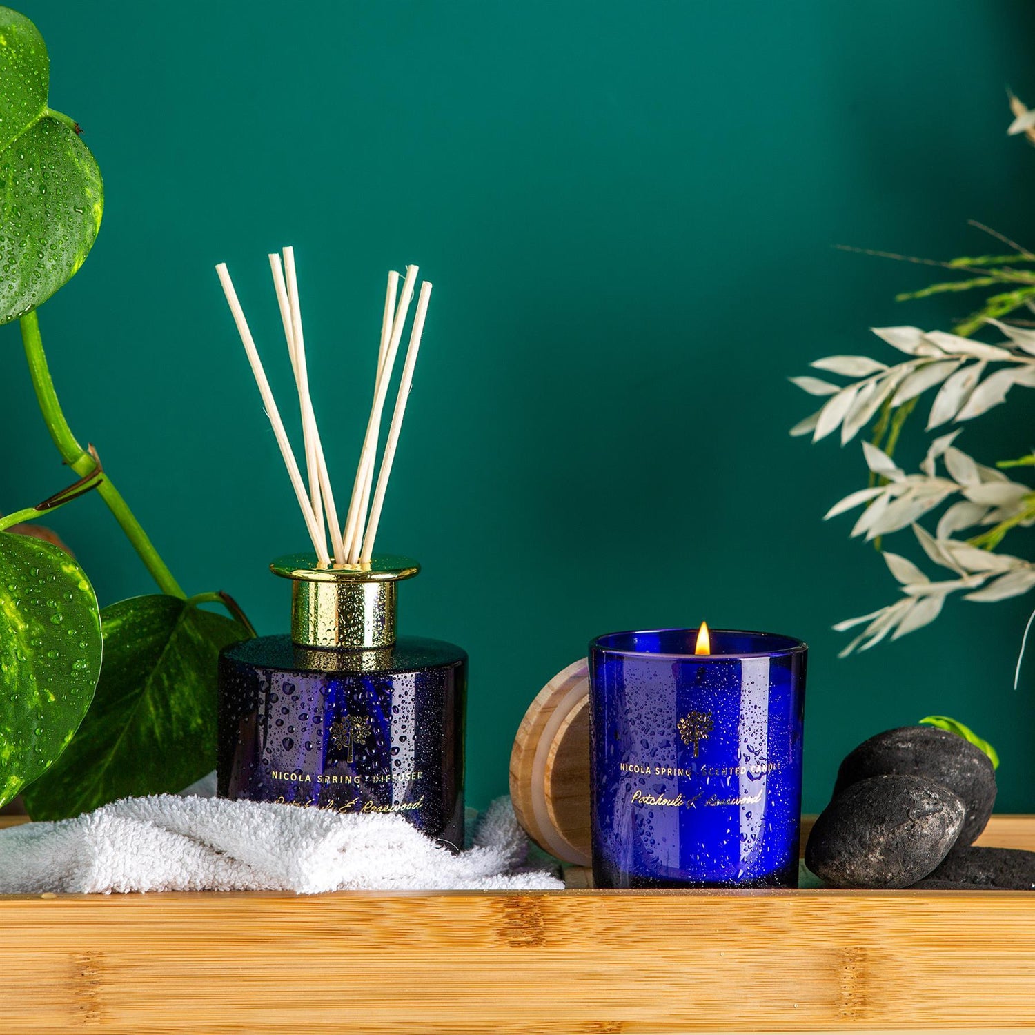 130g Patchouli & Rosewood Soy Wax Scented Candle - by Nicola Spring