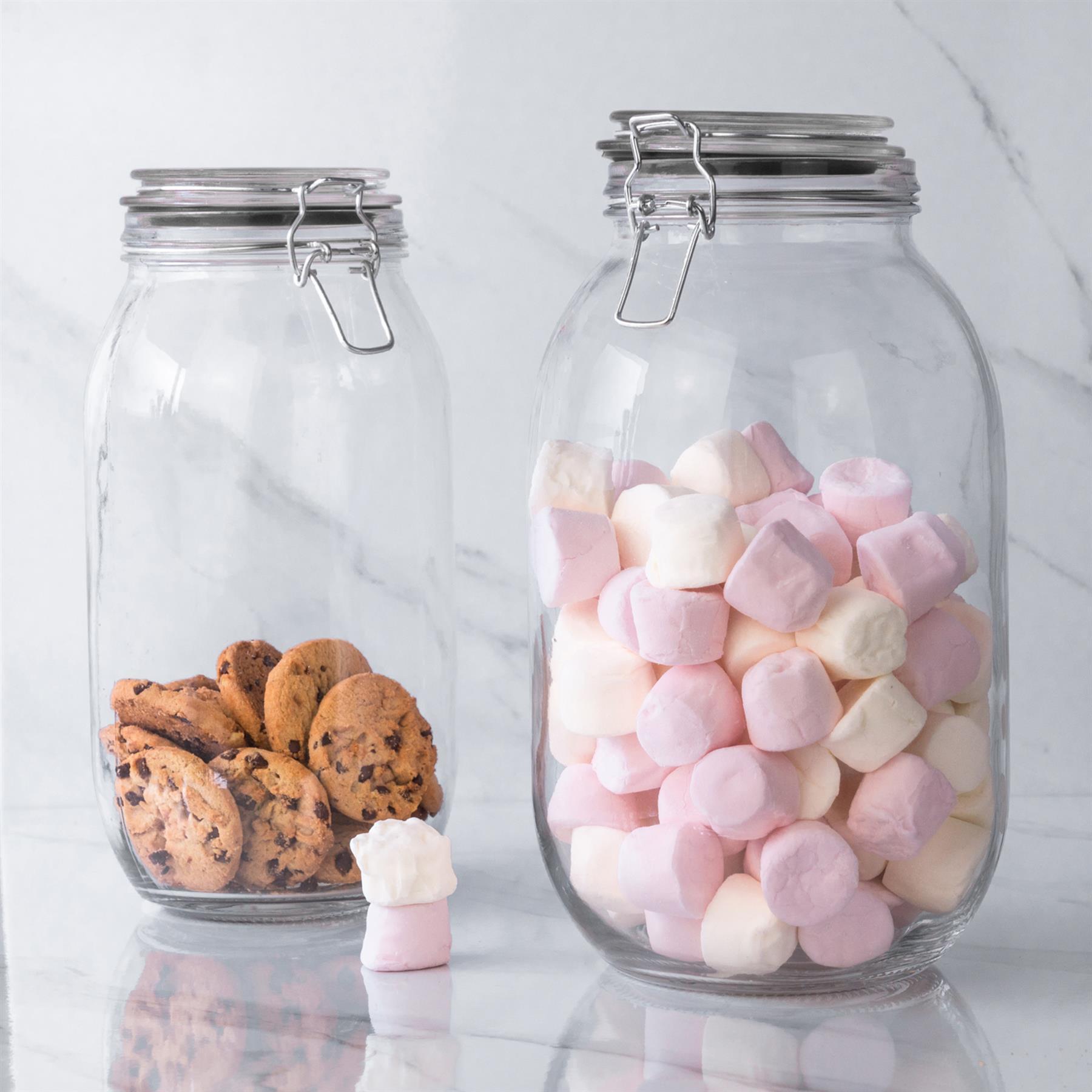 Argon Tableware Glass Storage Jar - 2 Litre - Black Seal