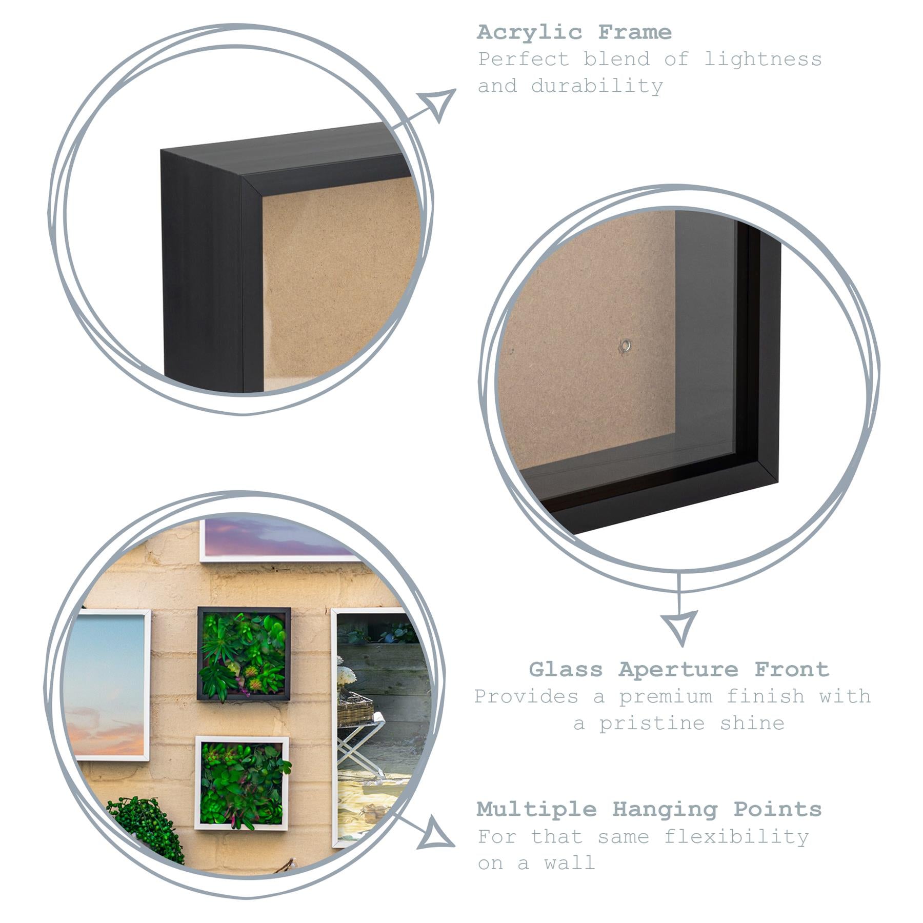 Nicola Spring Deep Box Photo Frame - 6 x 6 - Black