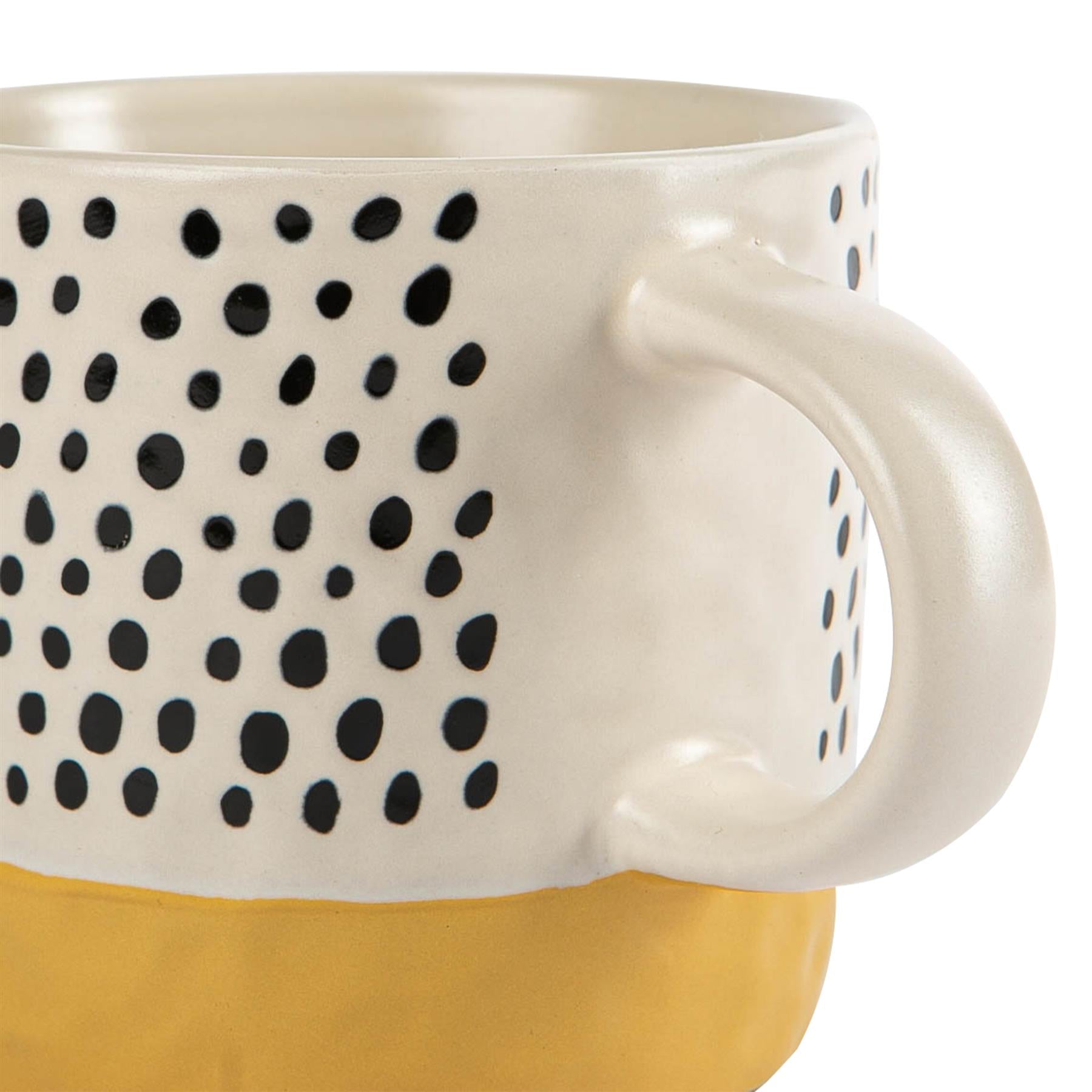 Dipped Stoneware Dots Coffee Mug - 385ml - Mustard