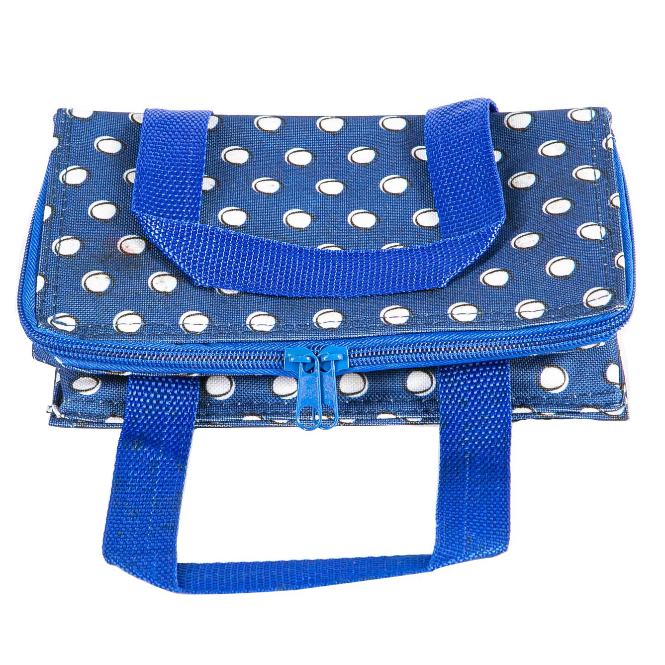 Insulated Lunch Bag - Blue Polka