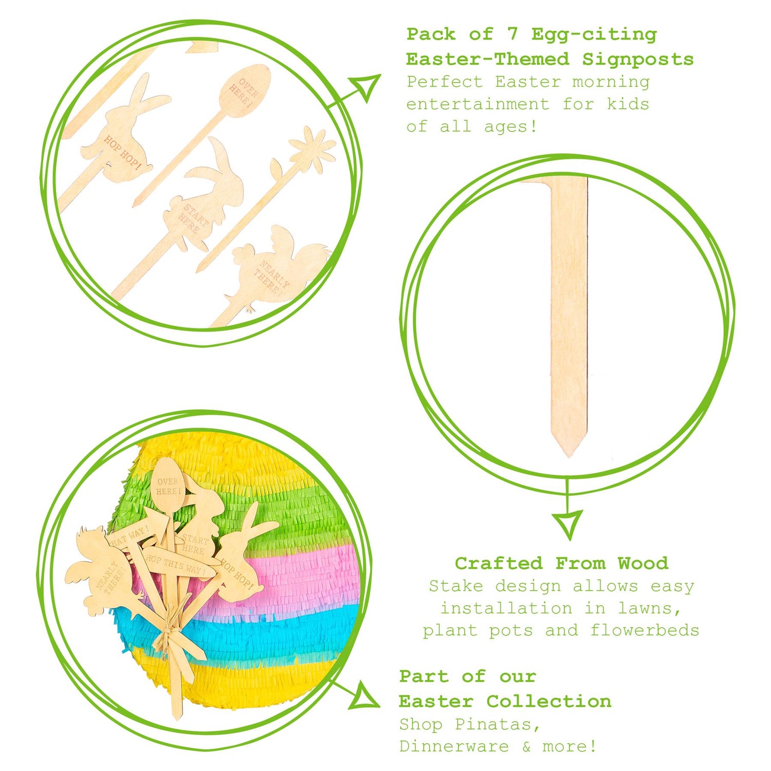 Easter Egg Hunt Signs - 15cm - Natural