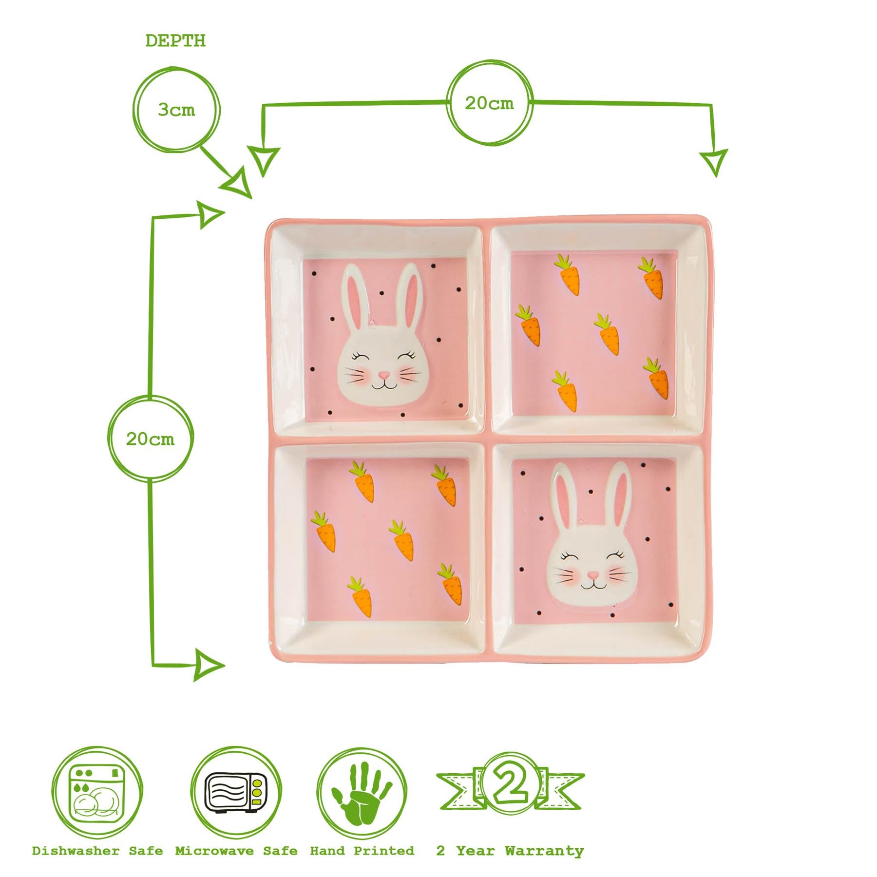 Pink Bunny Snack Plate - 20cm - Pink