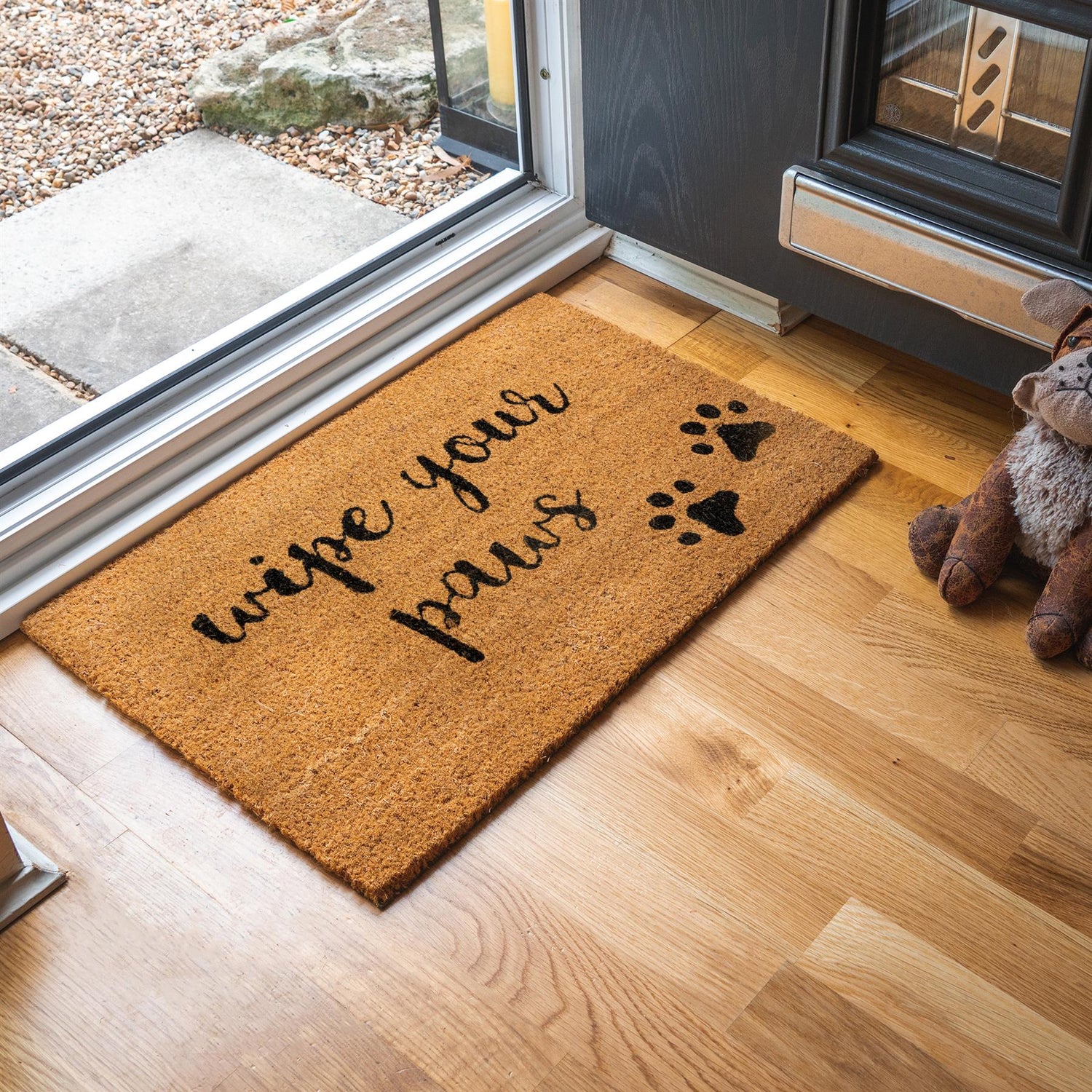 Nicola Spring Non-Slip Coir Door Mat - 60 x 40cm - Paw Interior Doorstep