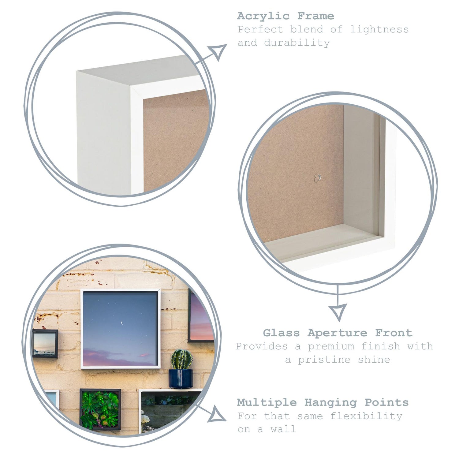 Nicola Spring Deep Box Photo Frame - 10 x 10 - White