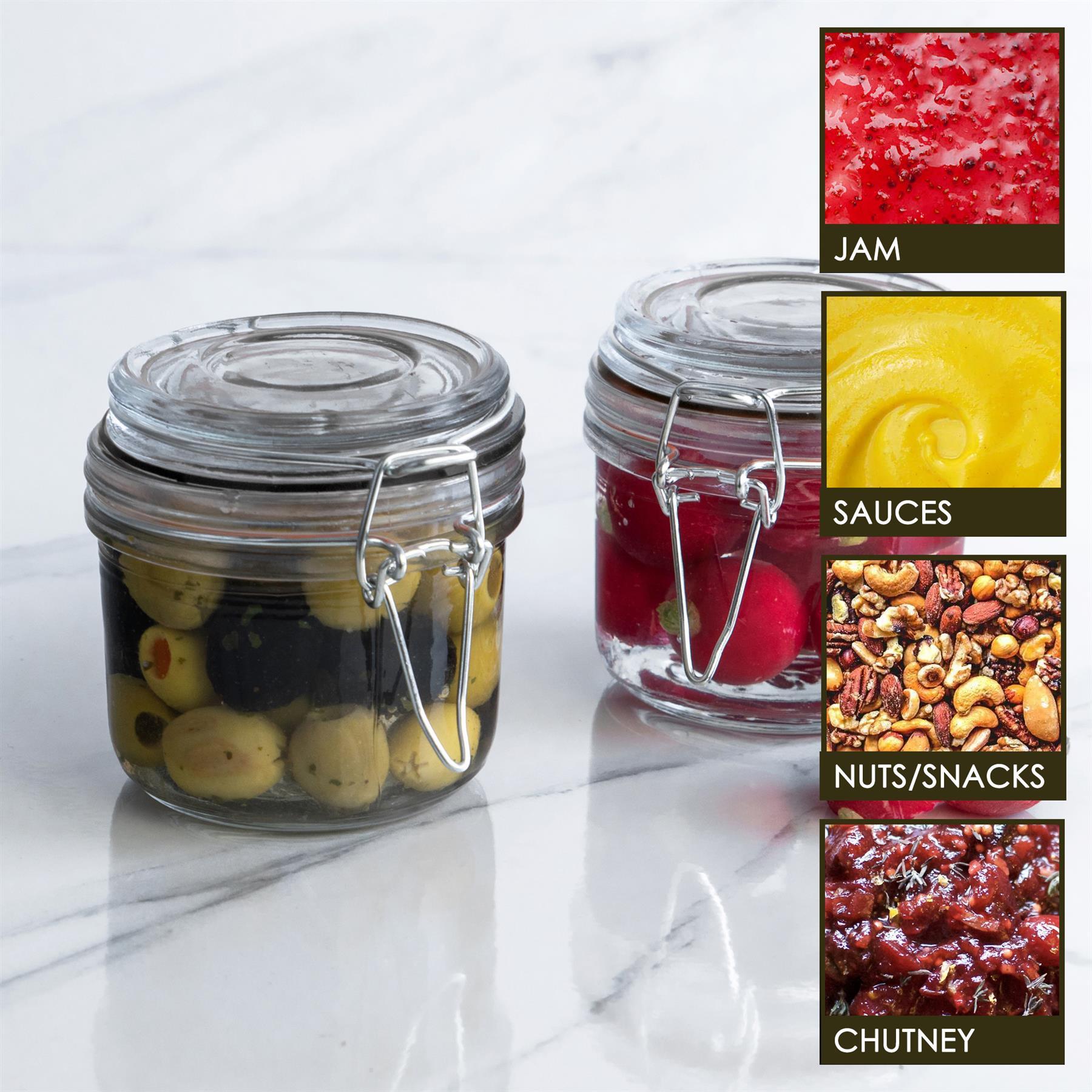 Argon Tableware Glass Storage Jar - 200ml - Black Seal