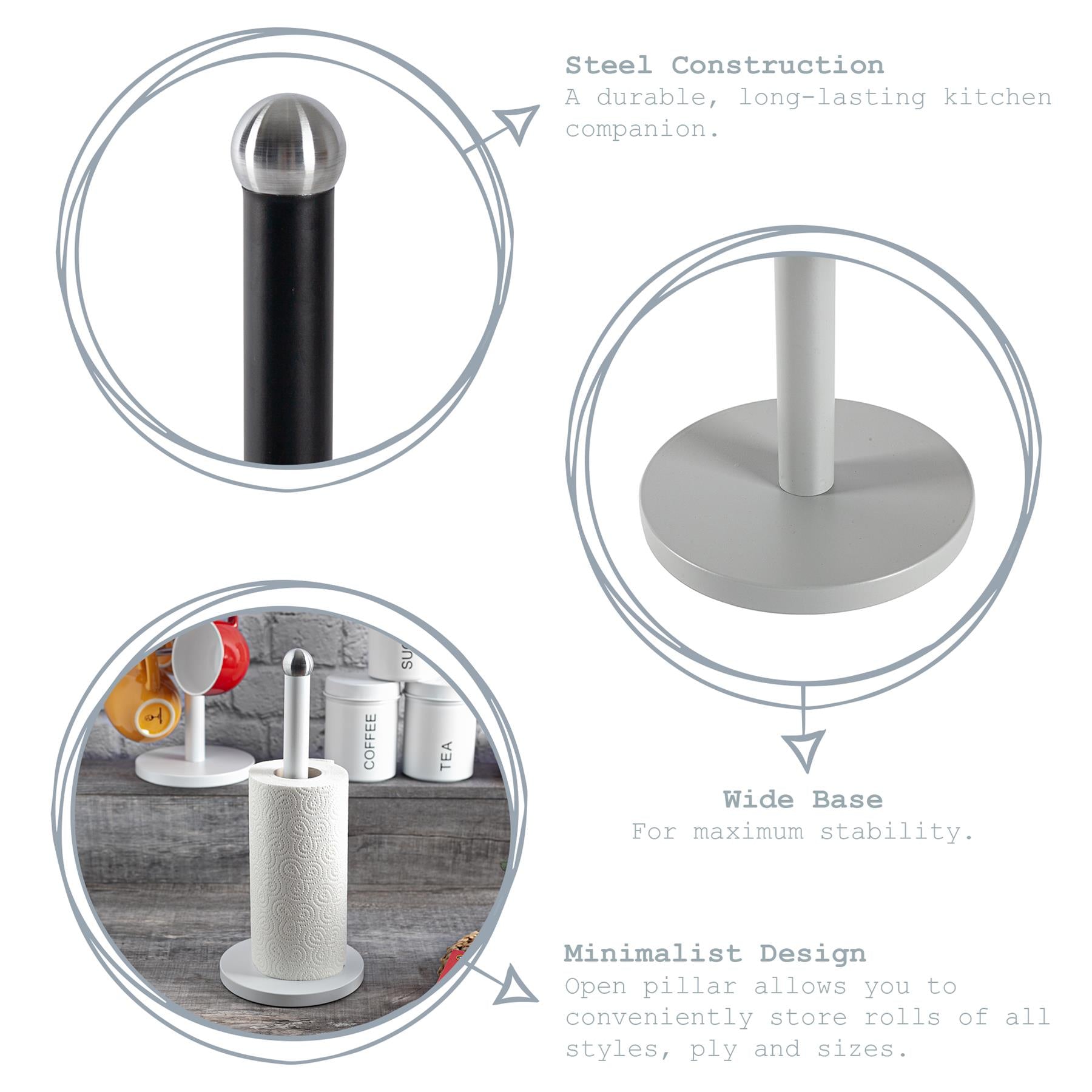 Harbour Housewares Vintage Steel Kitchen Roll Holder - Black