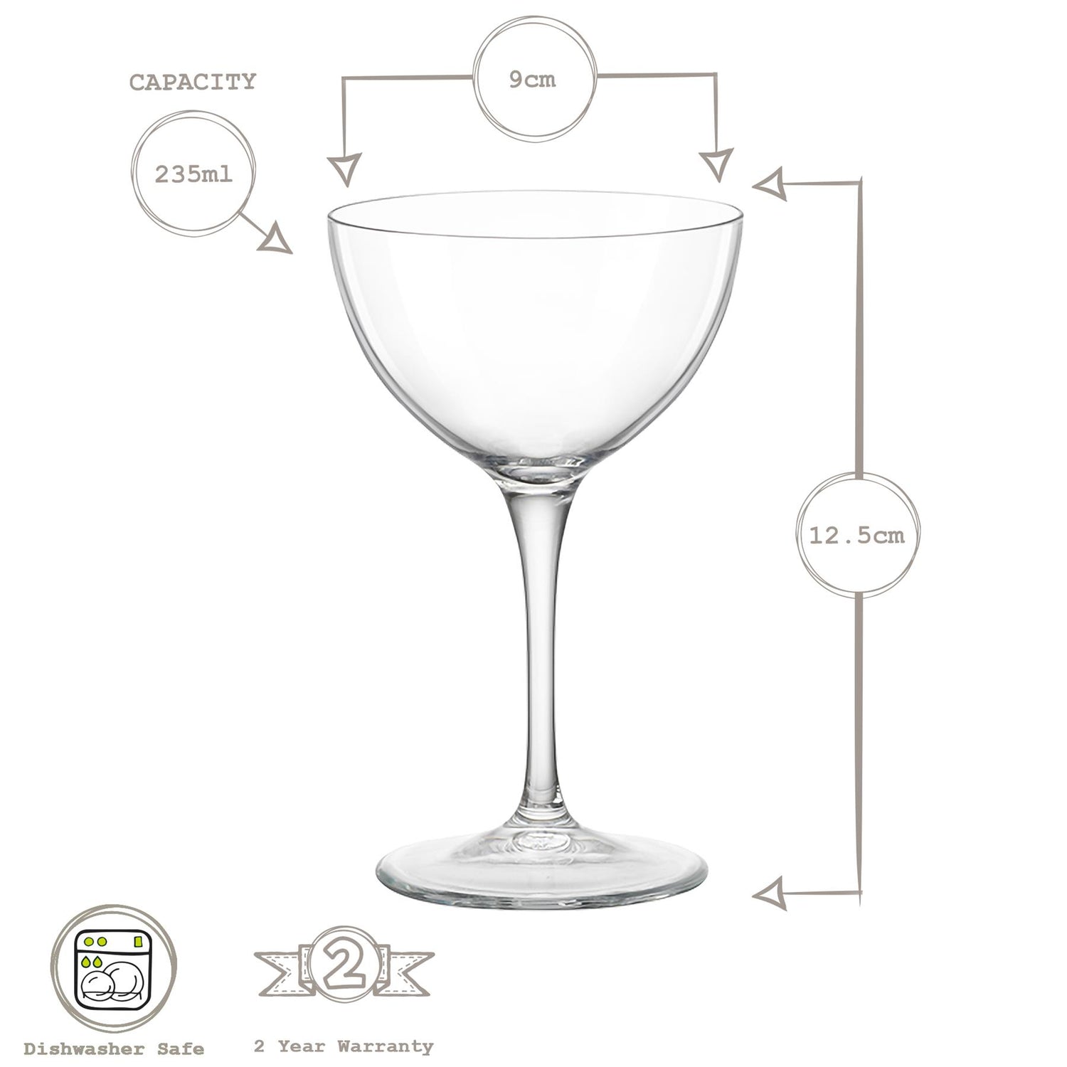 Bartender Novecento Martini Glass - 235ml