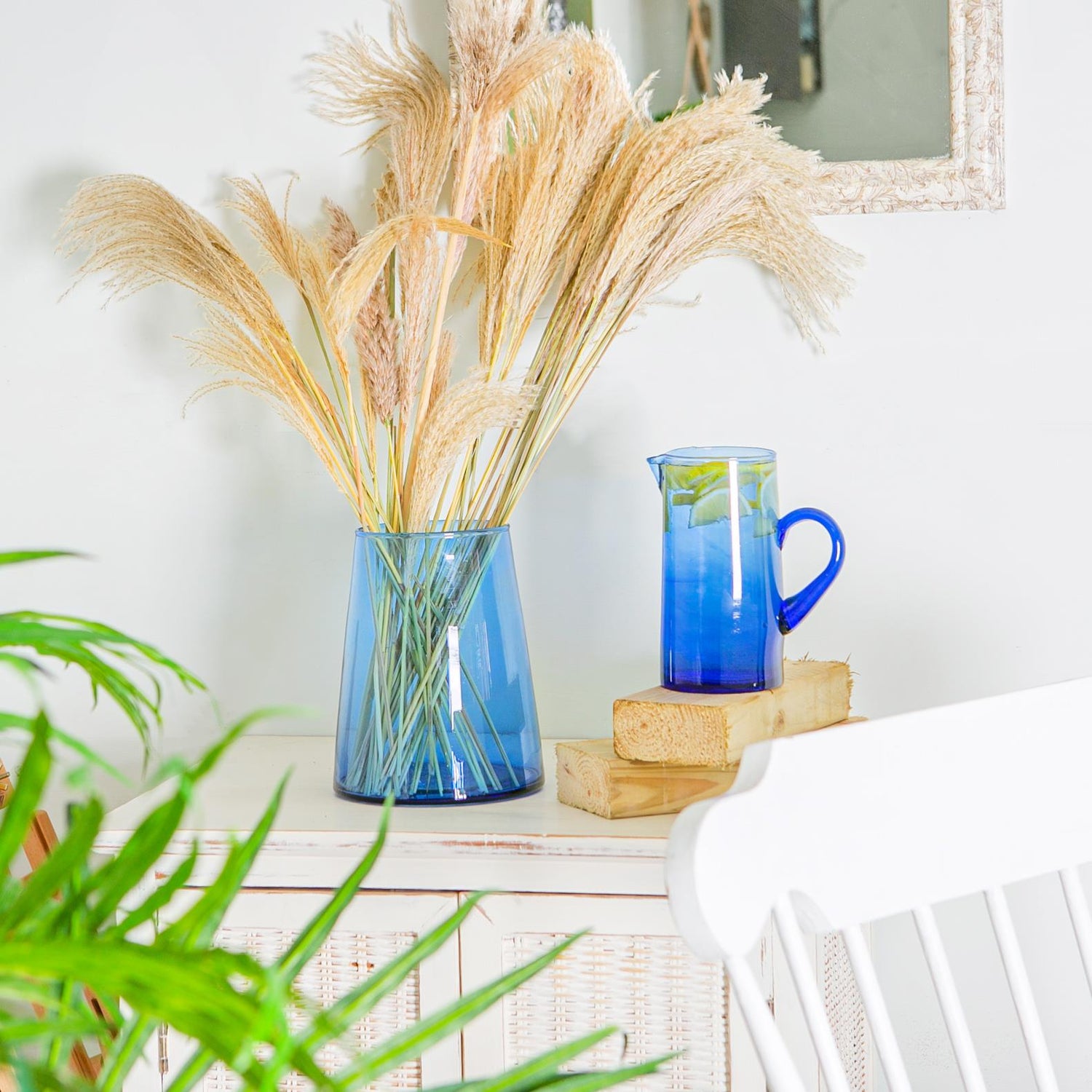 Jebel Recycled Glass Large Vase - 3.5L - Blue