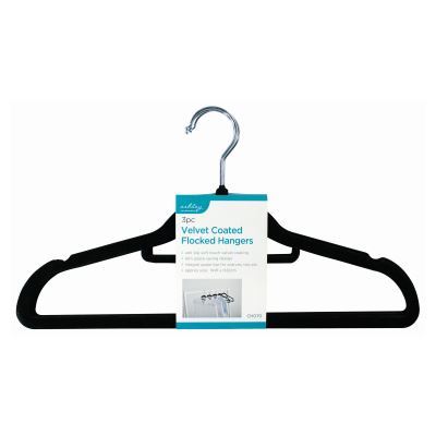 Black Velvet Coat Hangers - Pack of 3 - By Ashley