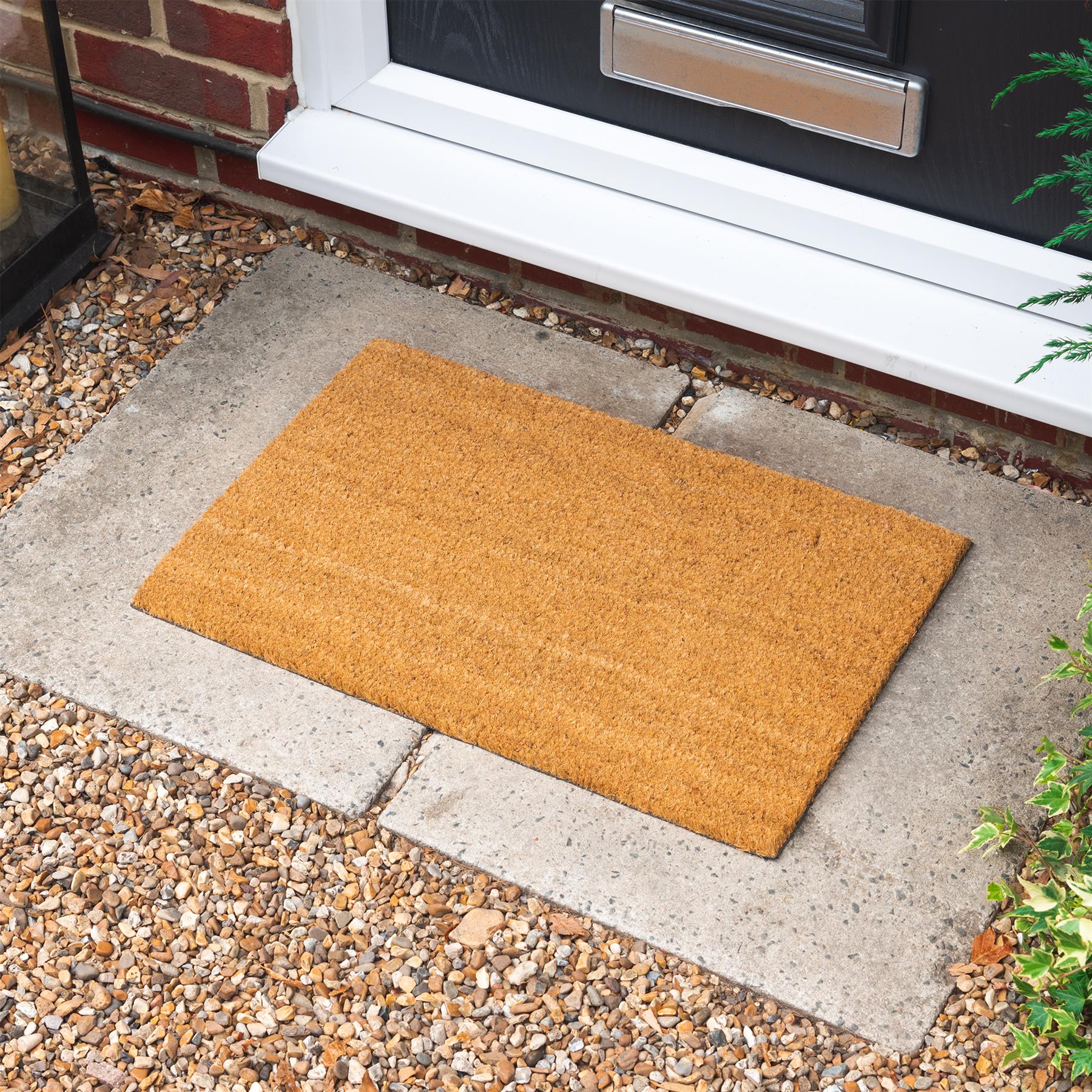Nicola Spring Non-Slip Coir Door Mat - 70 x 40cm - Plain Interior Doorstep