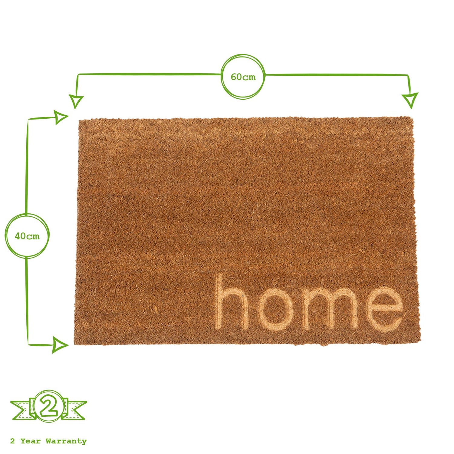 Coir Door Mat - 60 x 40cm - Embossed Home