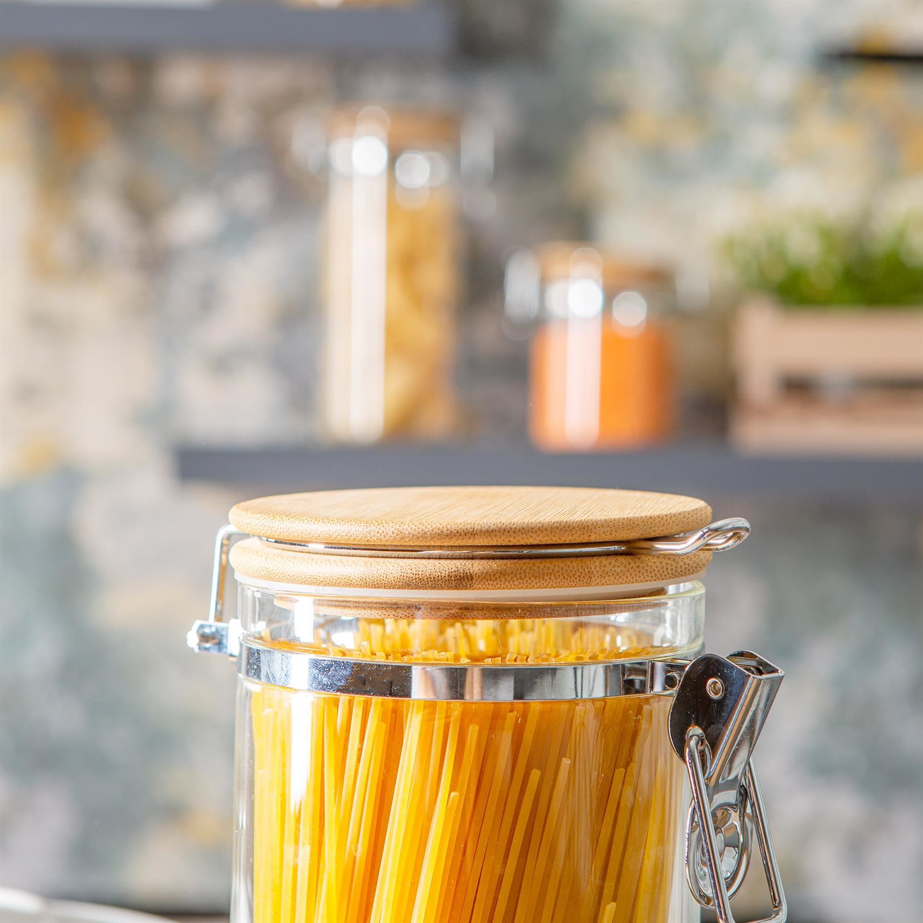 Glass Storage Jar with Wooden Clip Lid - 1.75 Litre