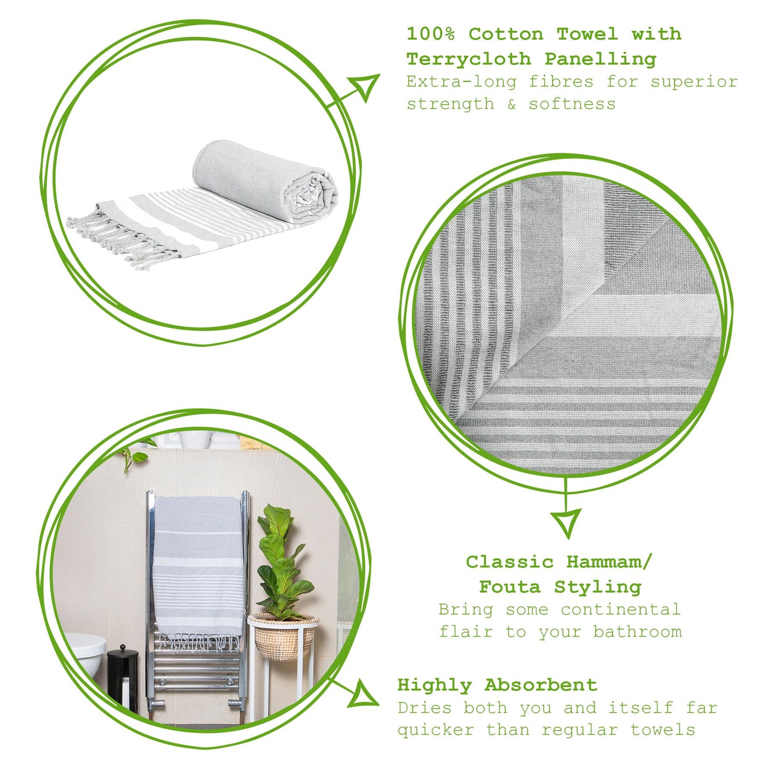 Deluxe Turkish Cotton Bath Towel - Light Grey