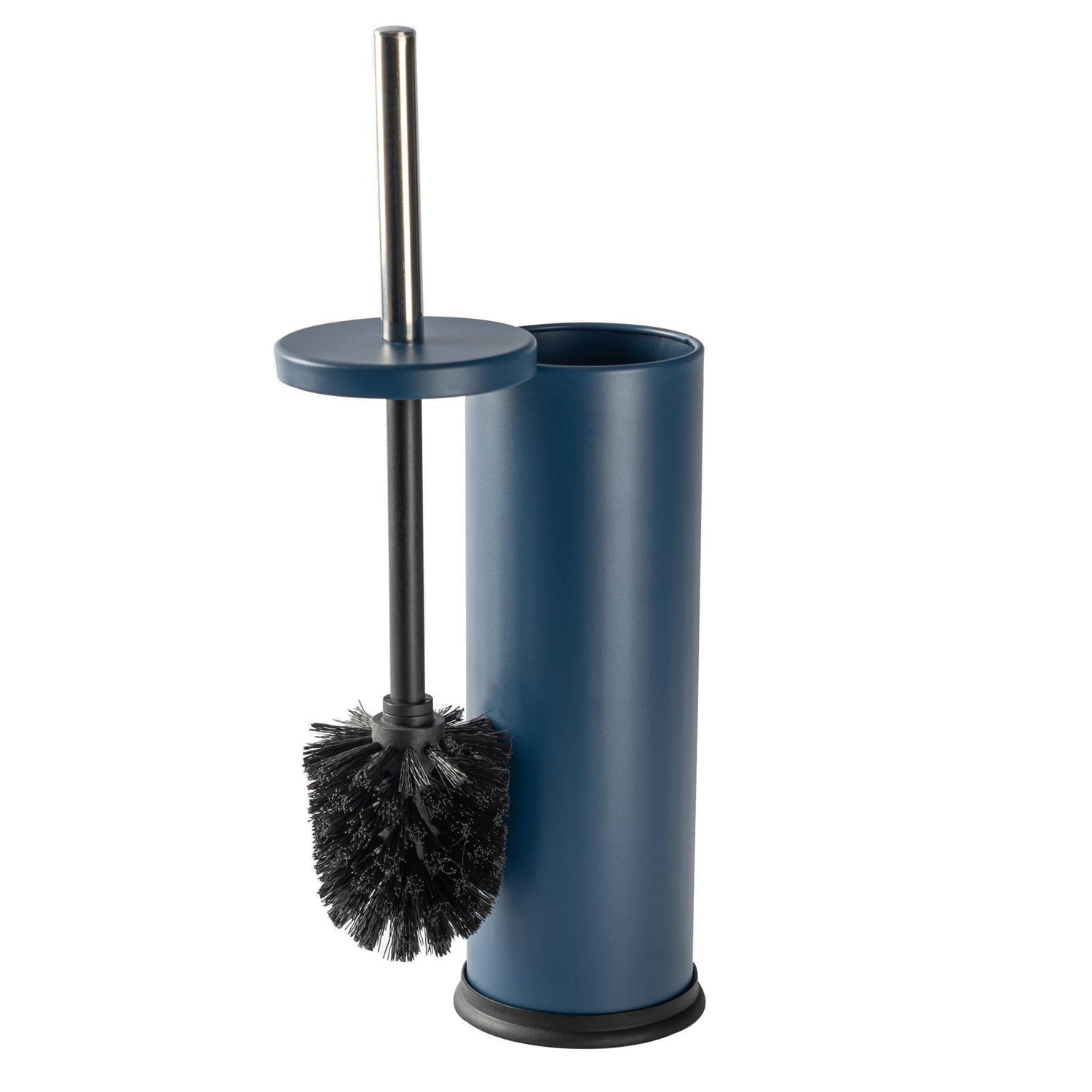Harbour Housewares Steel Bathroom Toilet Brush & Holder - Blue Matt