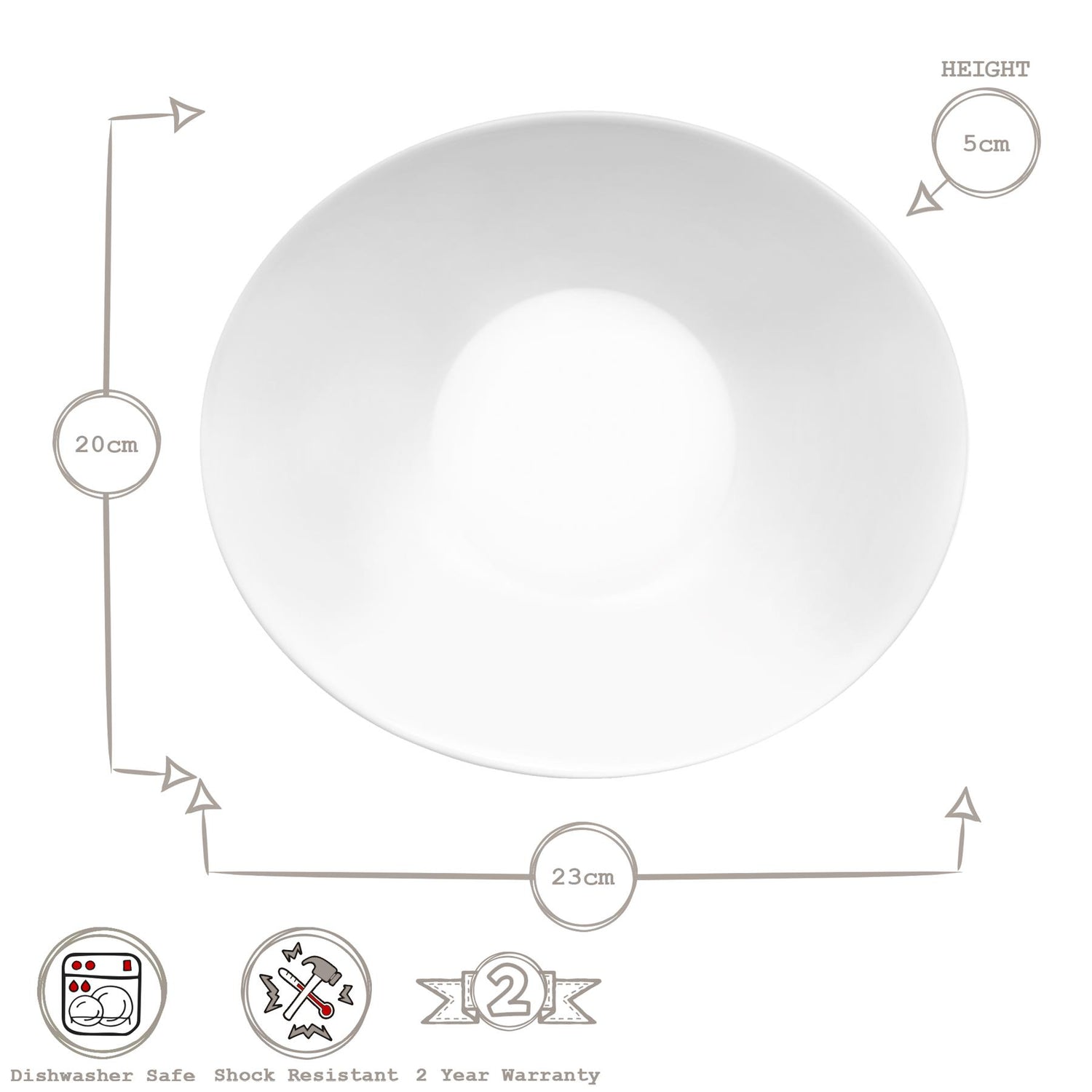 White 23cm Prometeo Oval Glass Soup Plate