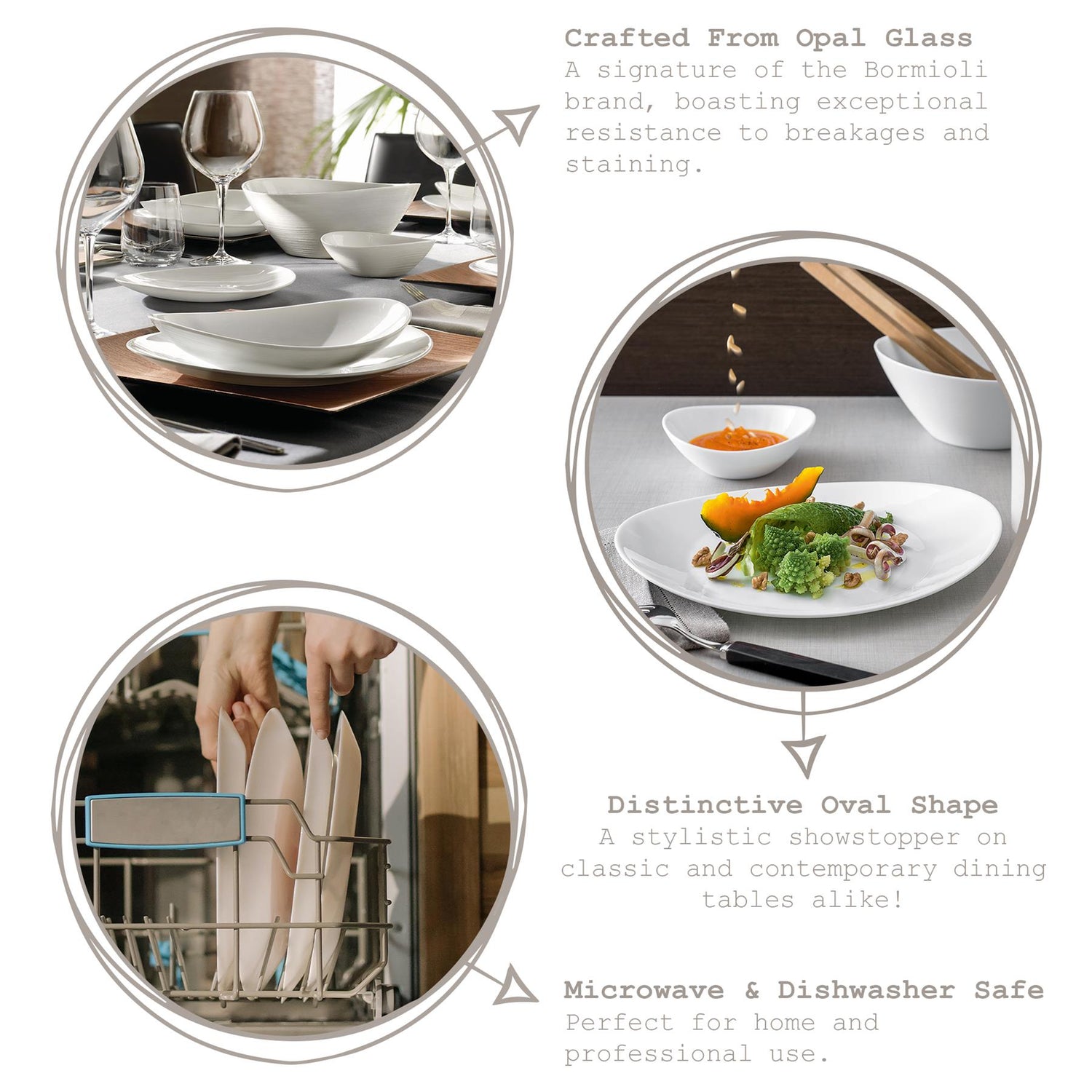 White 32cm Prometeo Oval Glass Steak Plate