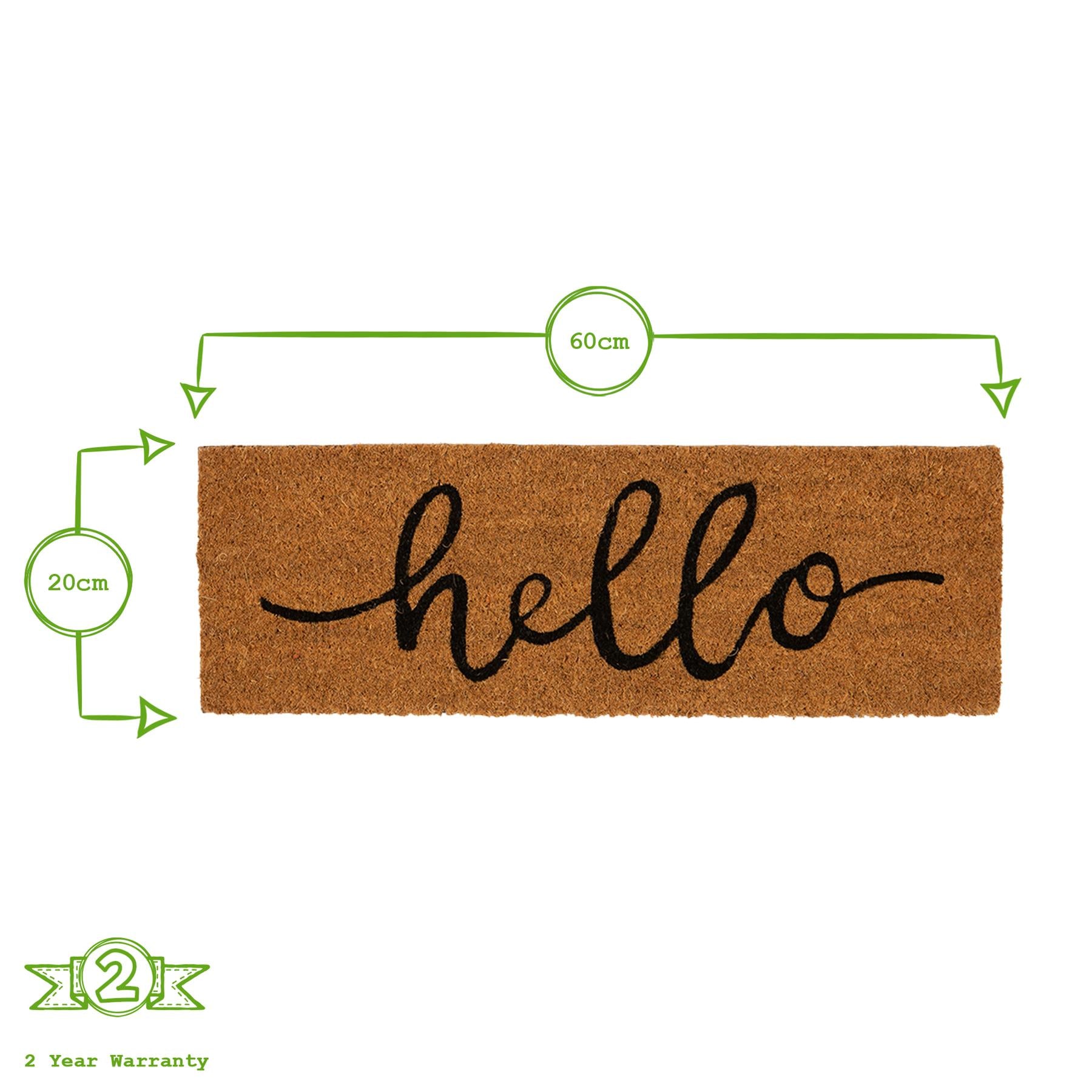 Coir Step Mat - 60 x 20cm - Hello