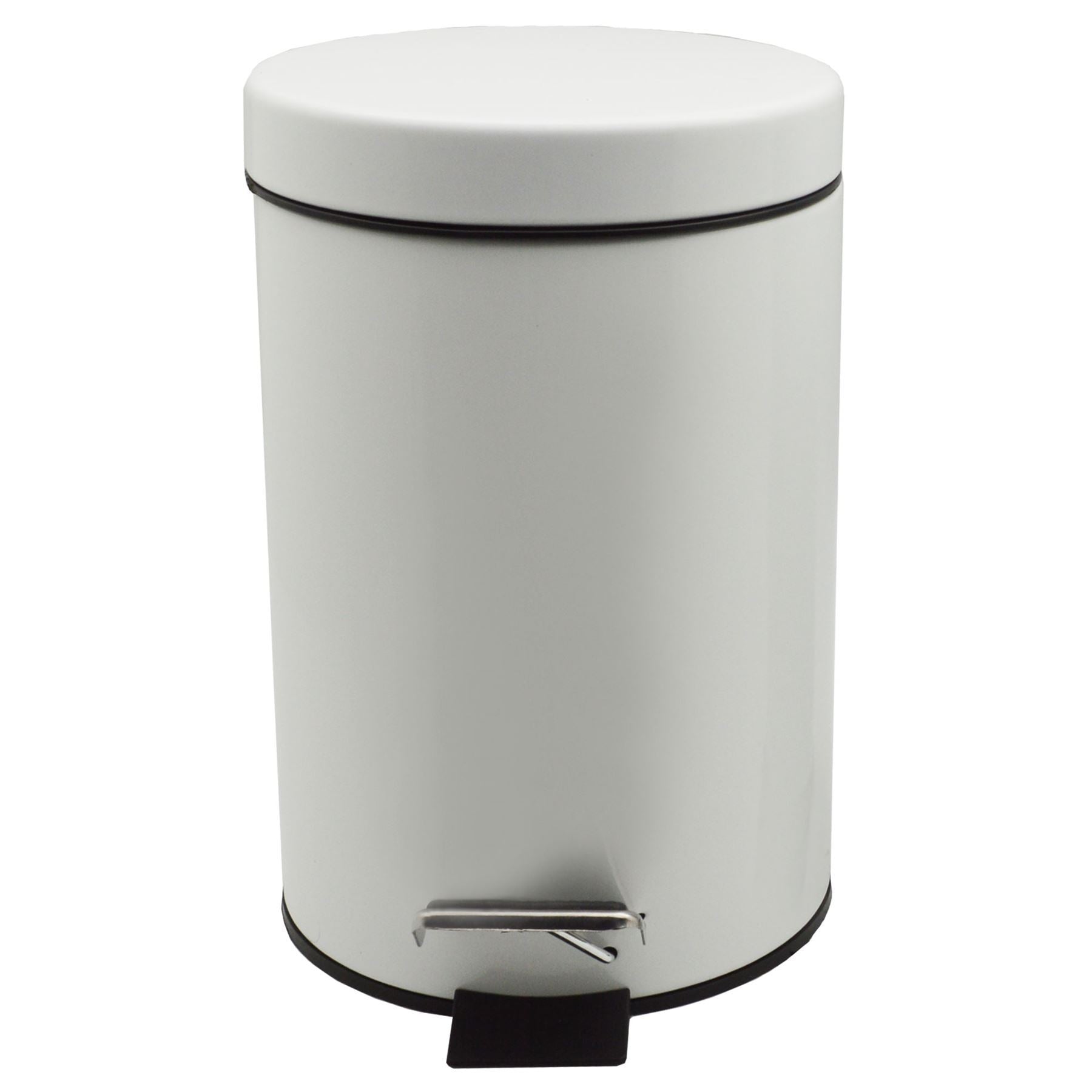 Harbour Housewares Bathroom Pedal Bin With Inner Bucket - White - 3L