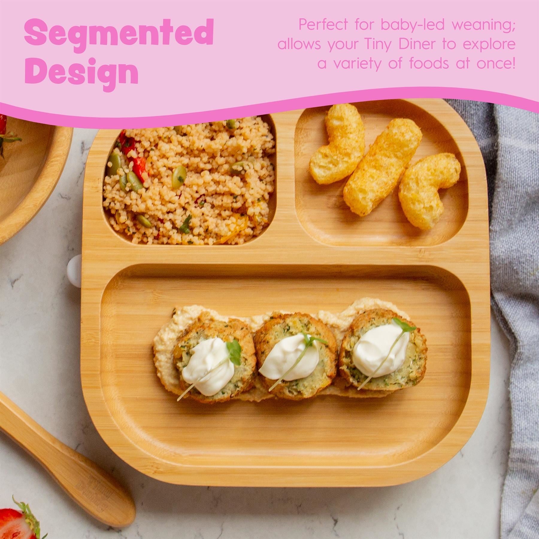 Beige Divided Bamboo Suction Plate