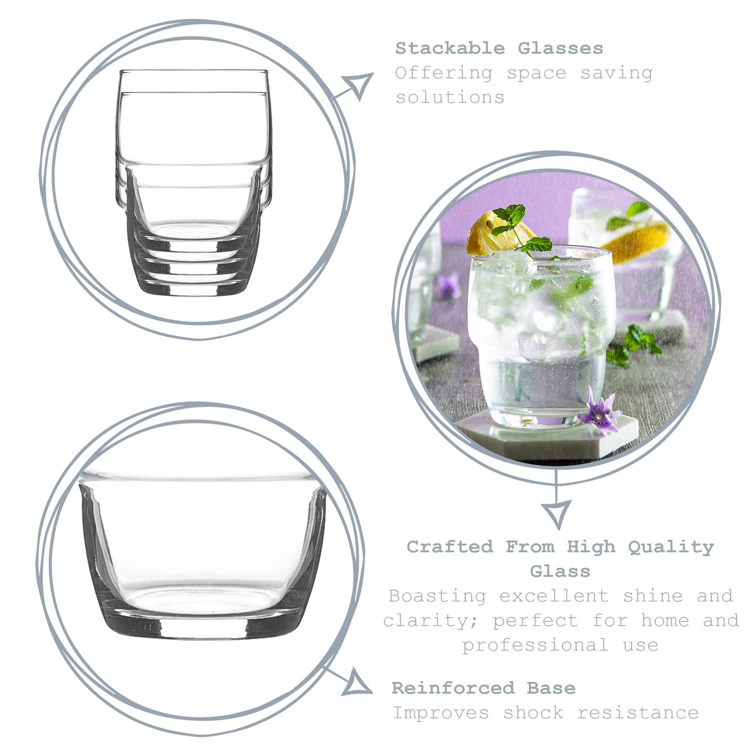 285ml Galata Stacking Tumbler Glass