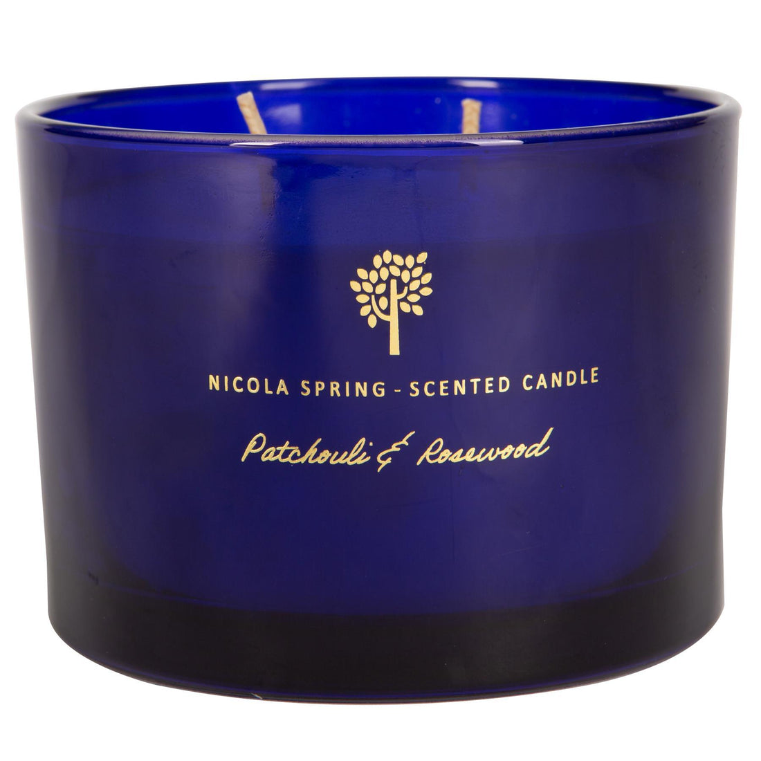 350g Double Wick Patchouli & Rosewood Soy Wax Scented Candle - by Nicola Spring