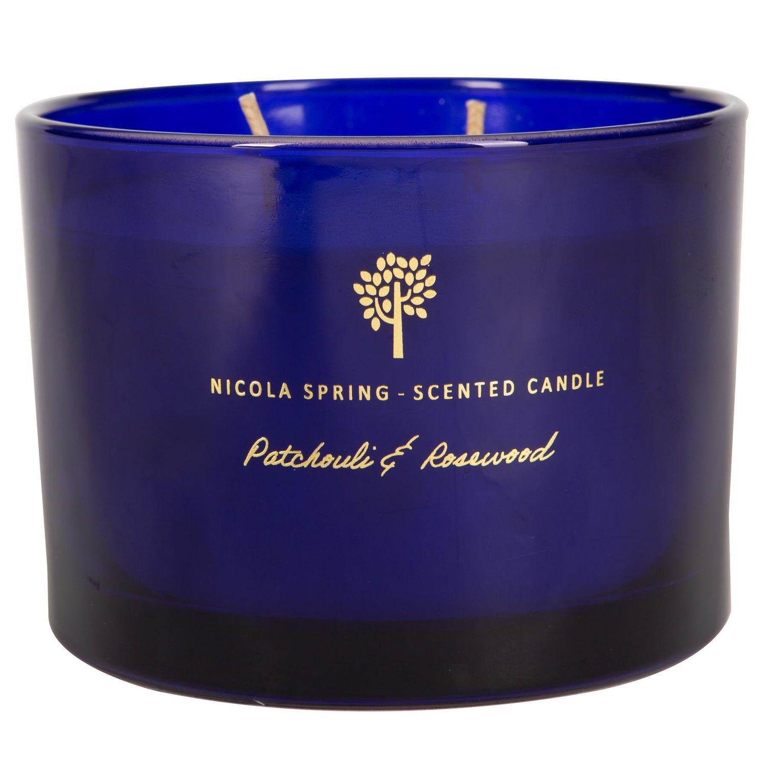 350g Double Wick Patchouli & Rosewood Soy Wax Scented Candle - by Nicola Spring
