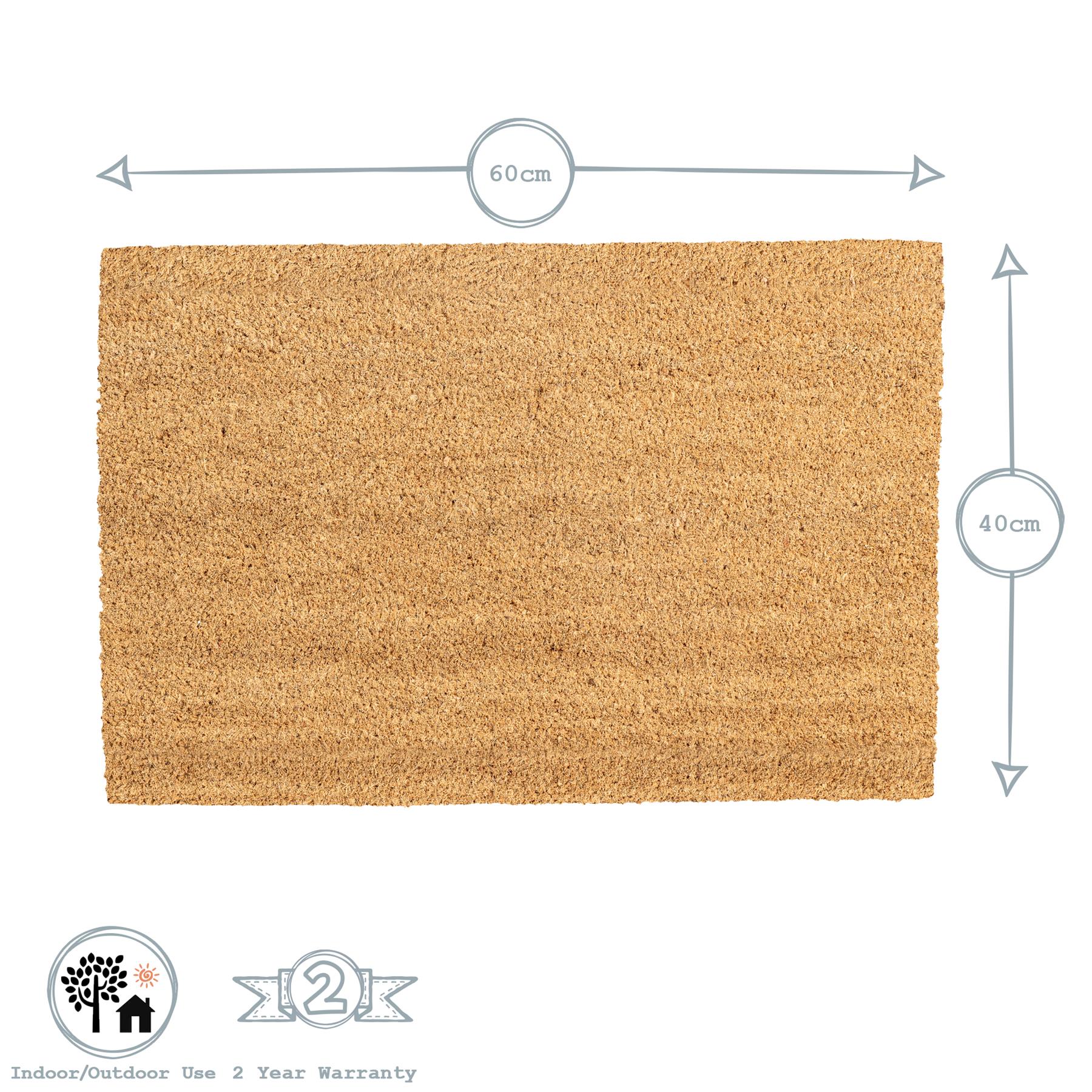 Nicola Spring Non-Slip Coir Door Mat - 60 x 40cm - Paw Dimensions