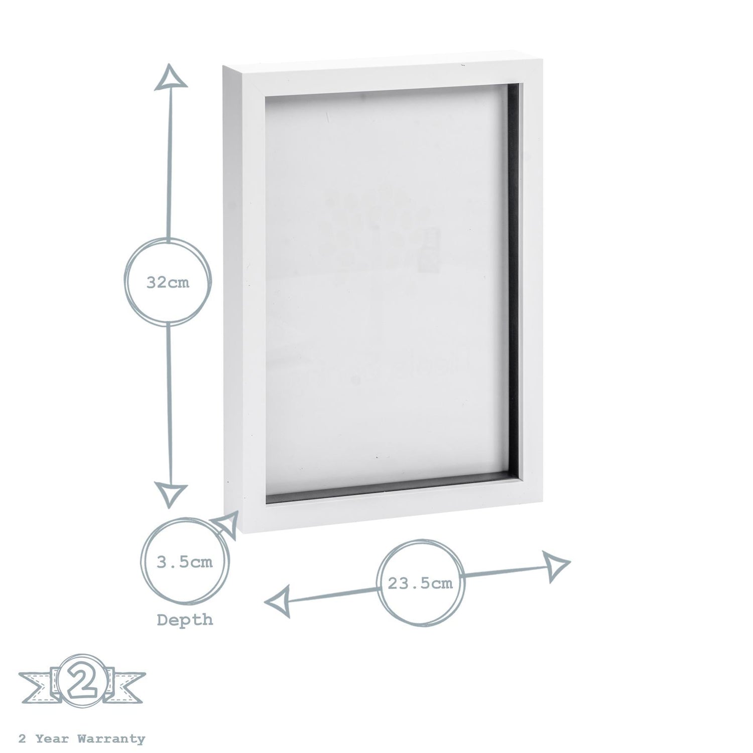 Nicola Spring Acrylic Box Photo Frame - White - 8 x 12 (A4)