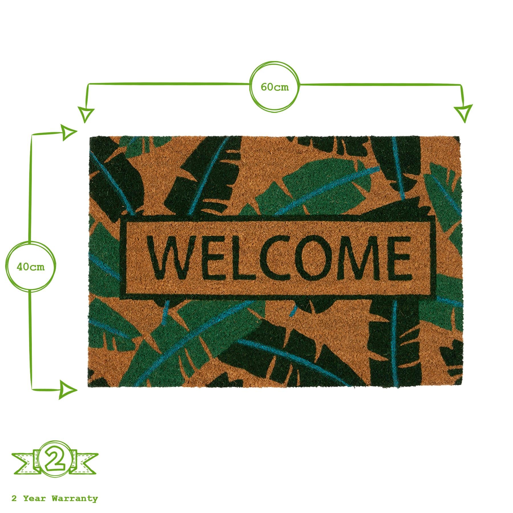 Coir Door Mat - 60 x 40cm - Banana Leaf