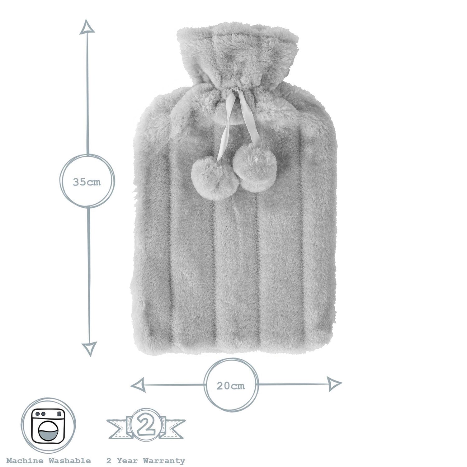 Nicola Spring Hot Water Bottle Cover - Faux-Fur - Grey