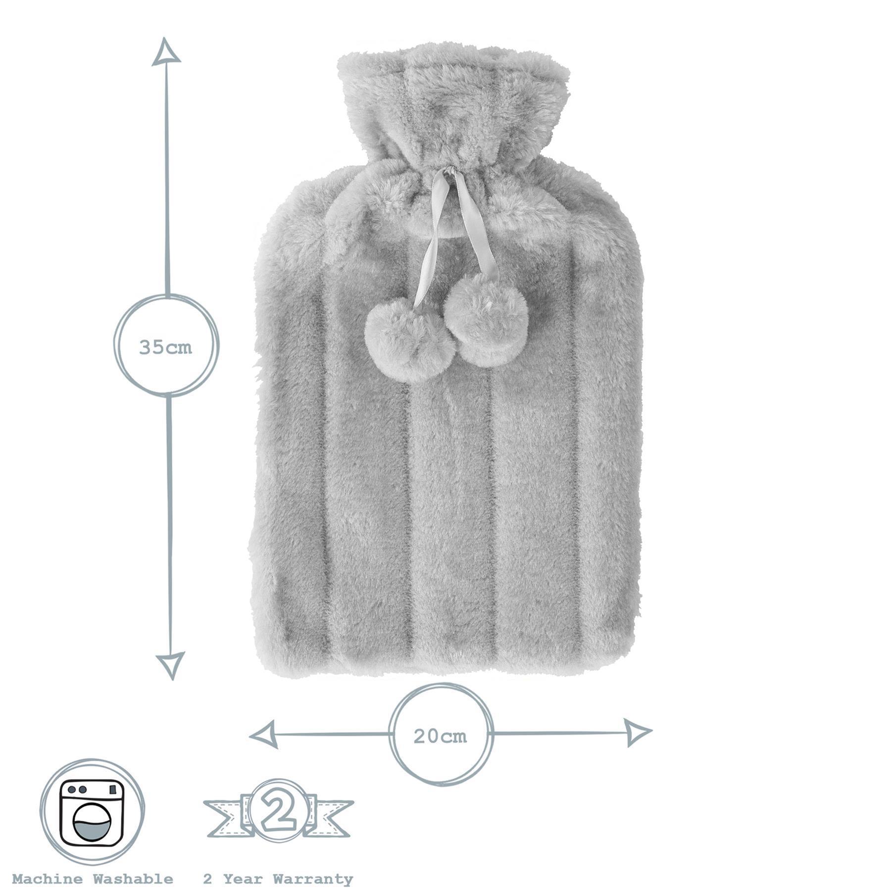 Nicola Spring Hot Water Bottle Cover - Faux-Fur - Grey