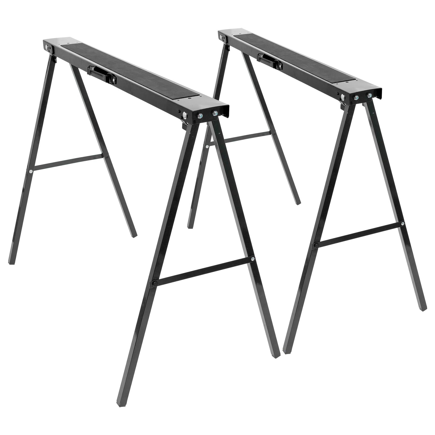 Black/Black Folding Iron Saw Horses - Pack of 2 - By Harbour Housewares