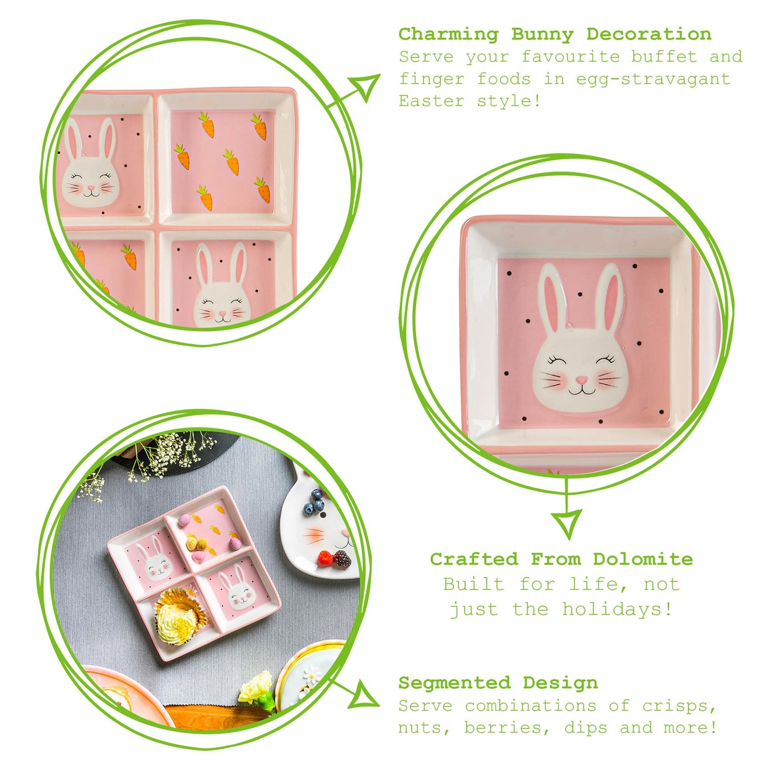 Pink Bunny Snack Plate - 20cm - Pink