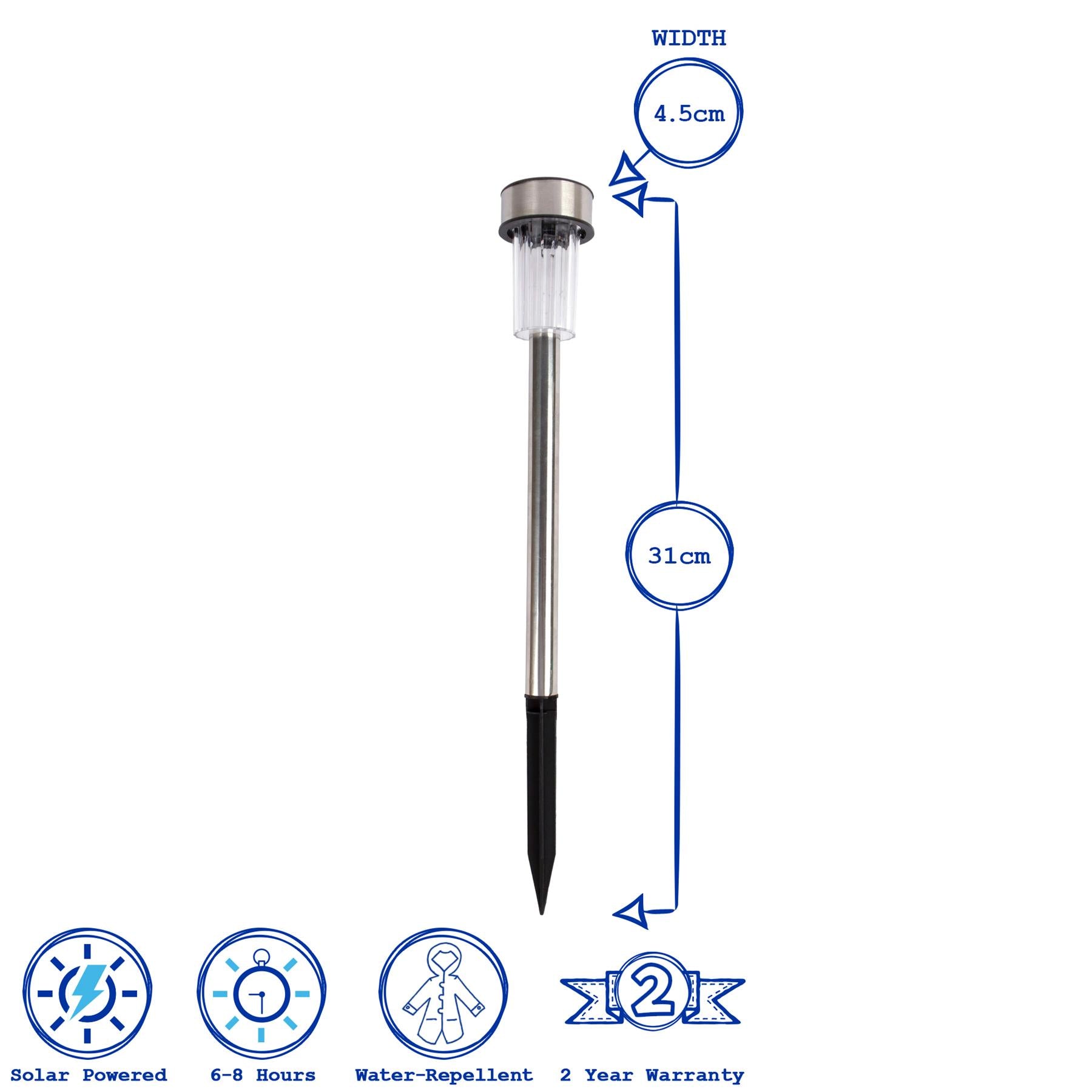 Stainless Steel Solar Pathway Lights - Pack of 5