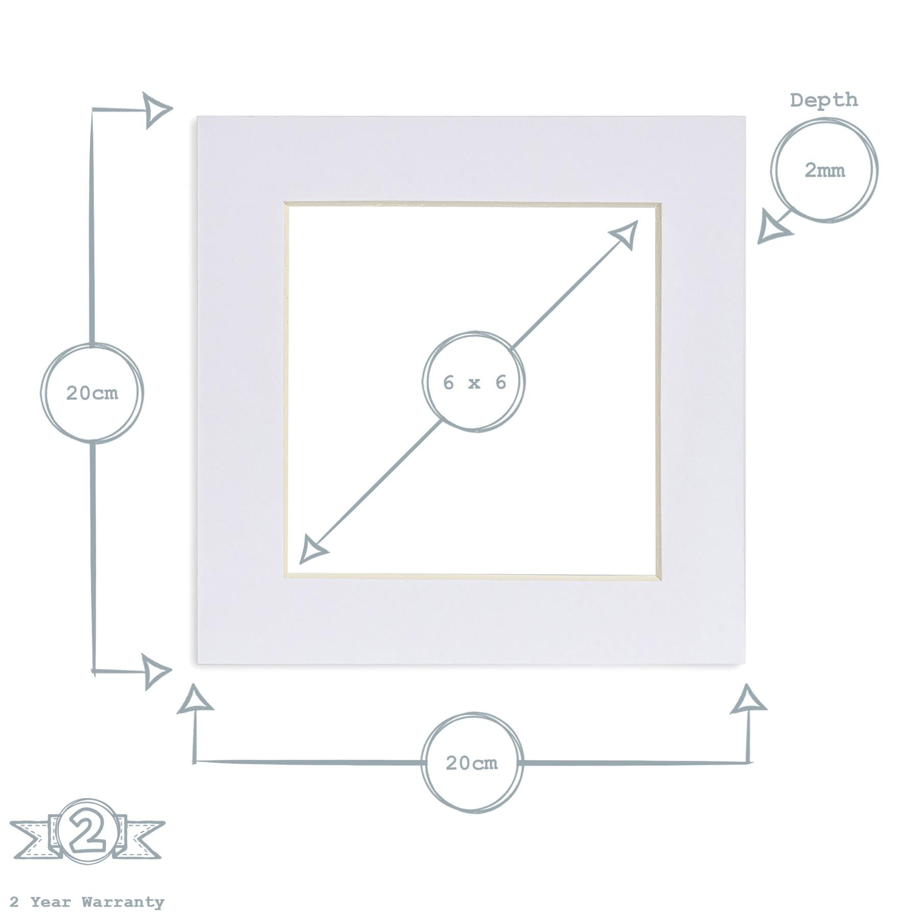 Nicola Spring Picture Mount for 8 x 8" Frame | Photo Size 6 x 6" - White