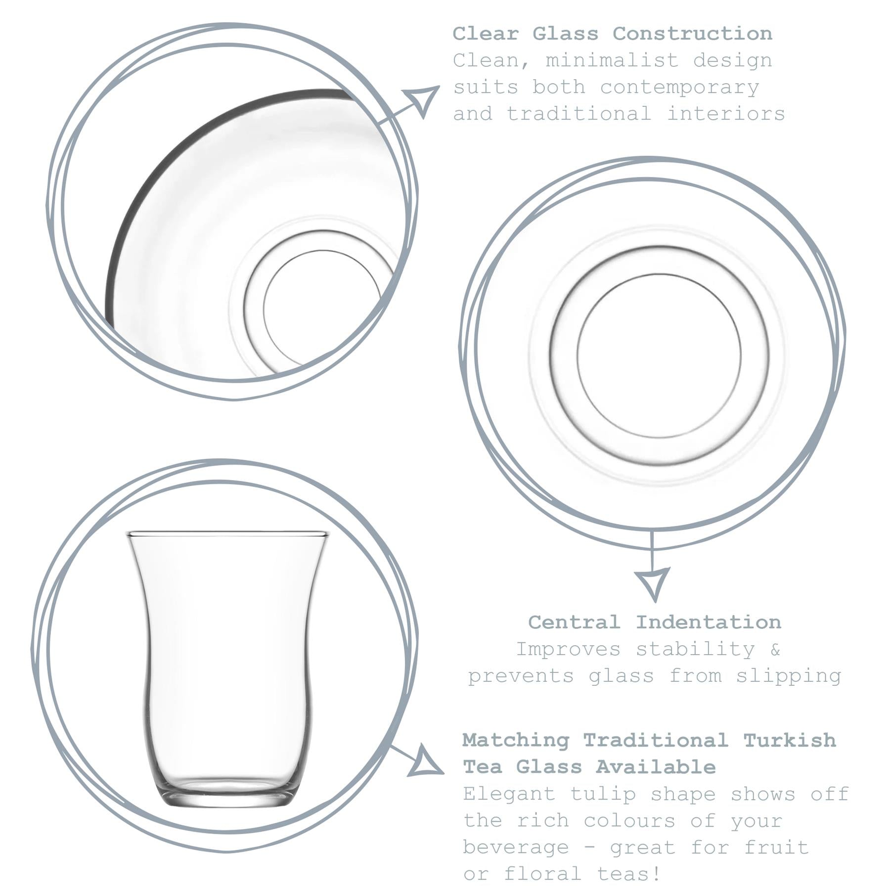 10cm Klasik Glass Teacup Saucer
