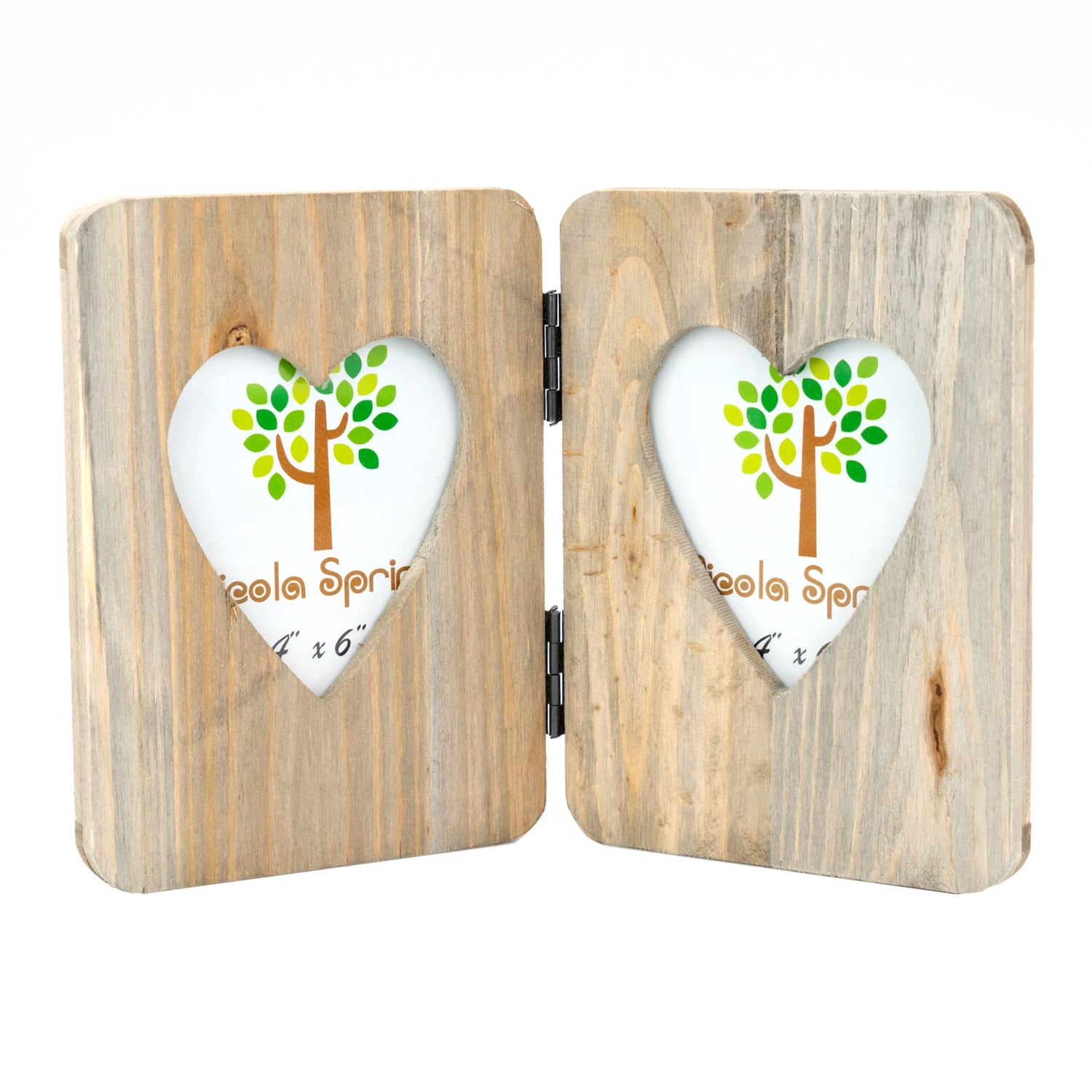 Nicola Spring Double Wooden Freestanding Picture Frame - 4x6 - Natural Wood