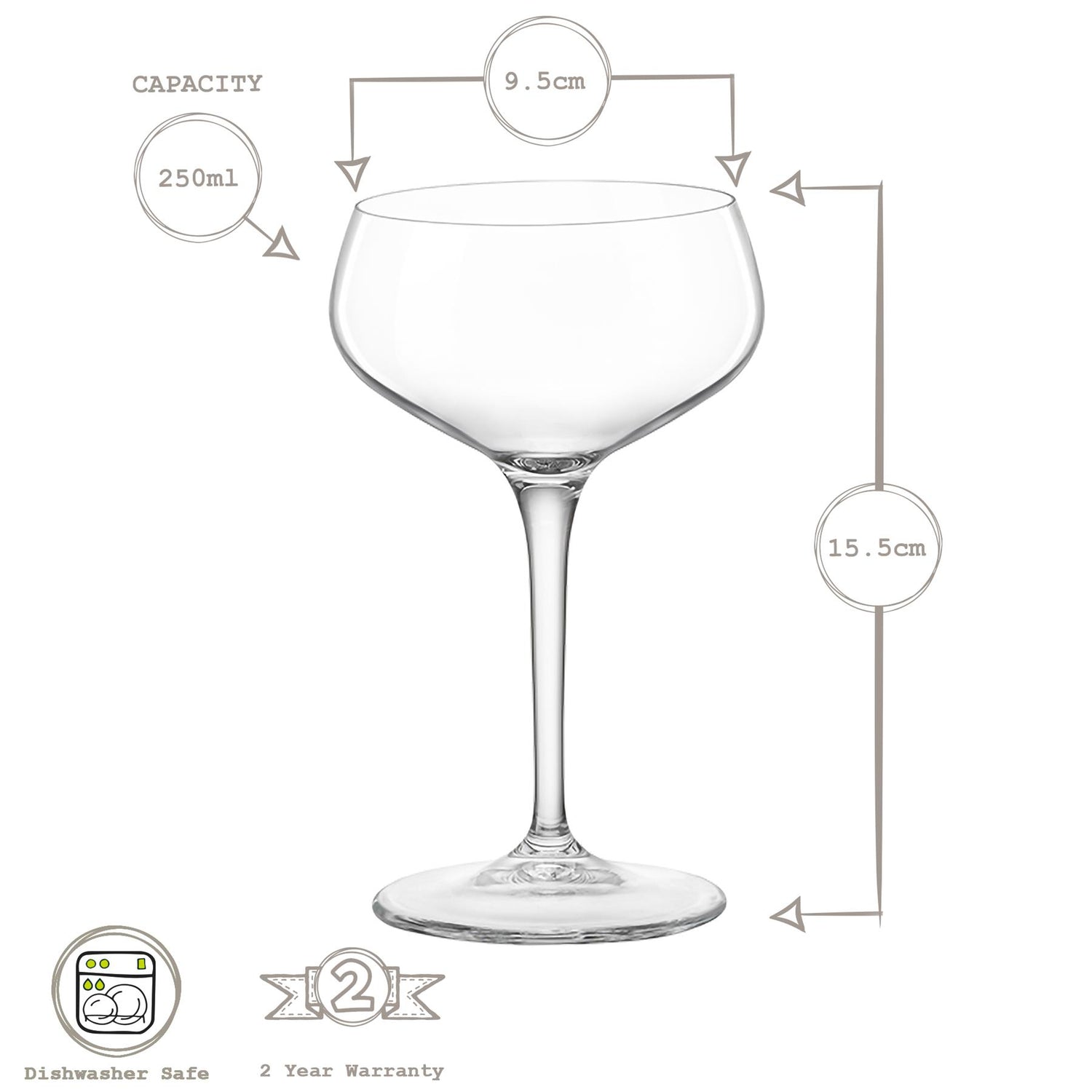Bartender Novecento Cocktail Glass - 250ml