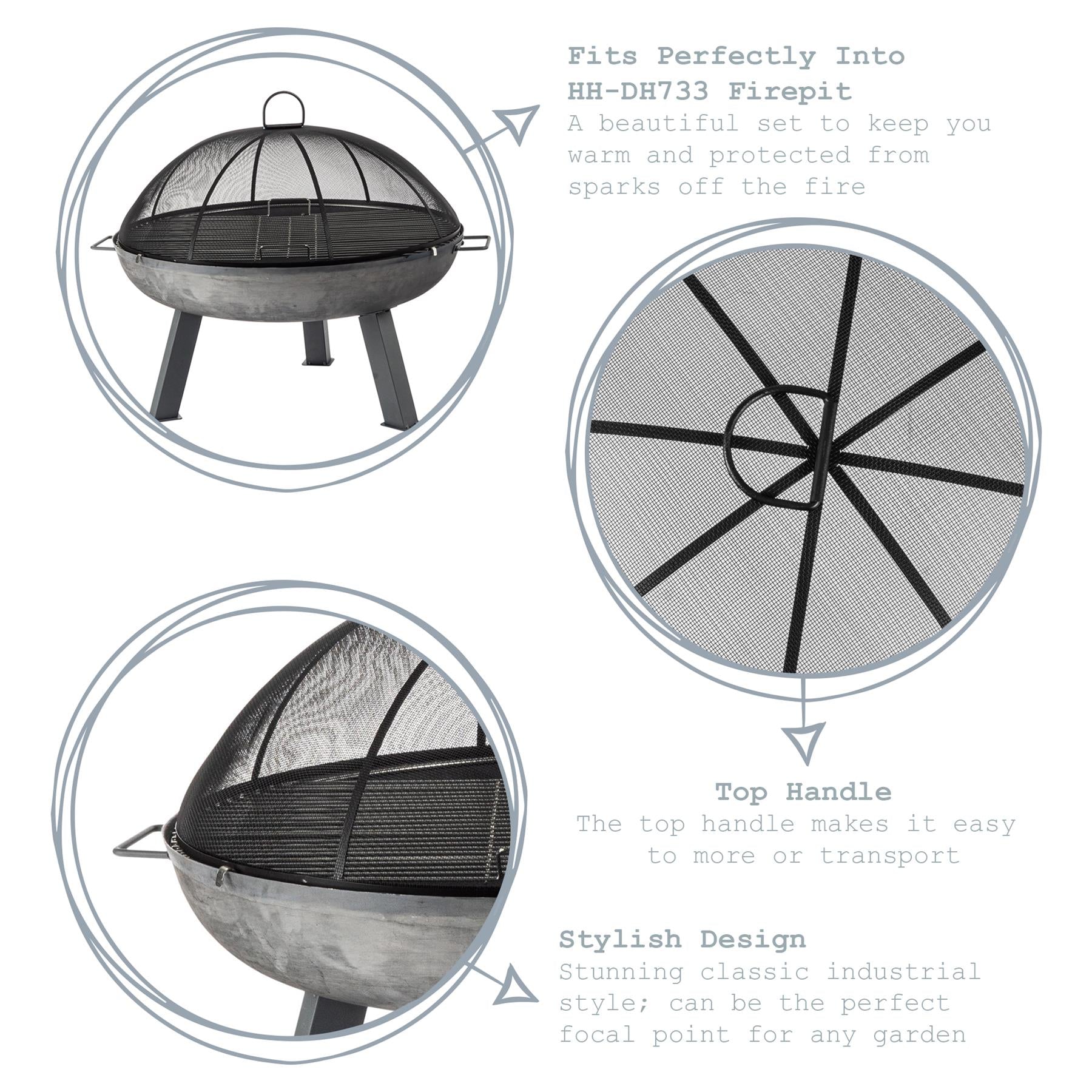 Harbour Housewares Round Firepit Dome - 73cm