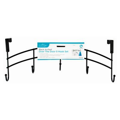 Black 5 Hook Iron Arched Over-Door Hat & Coat Hook Set - By Ashley